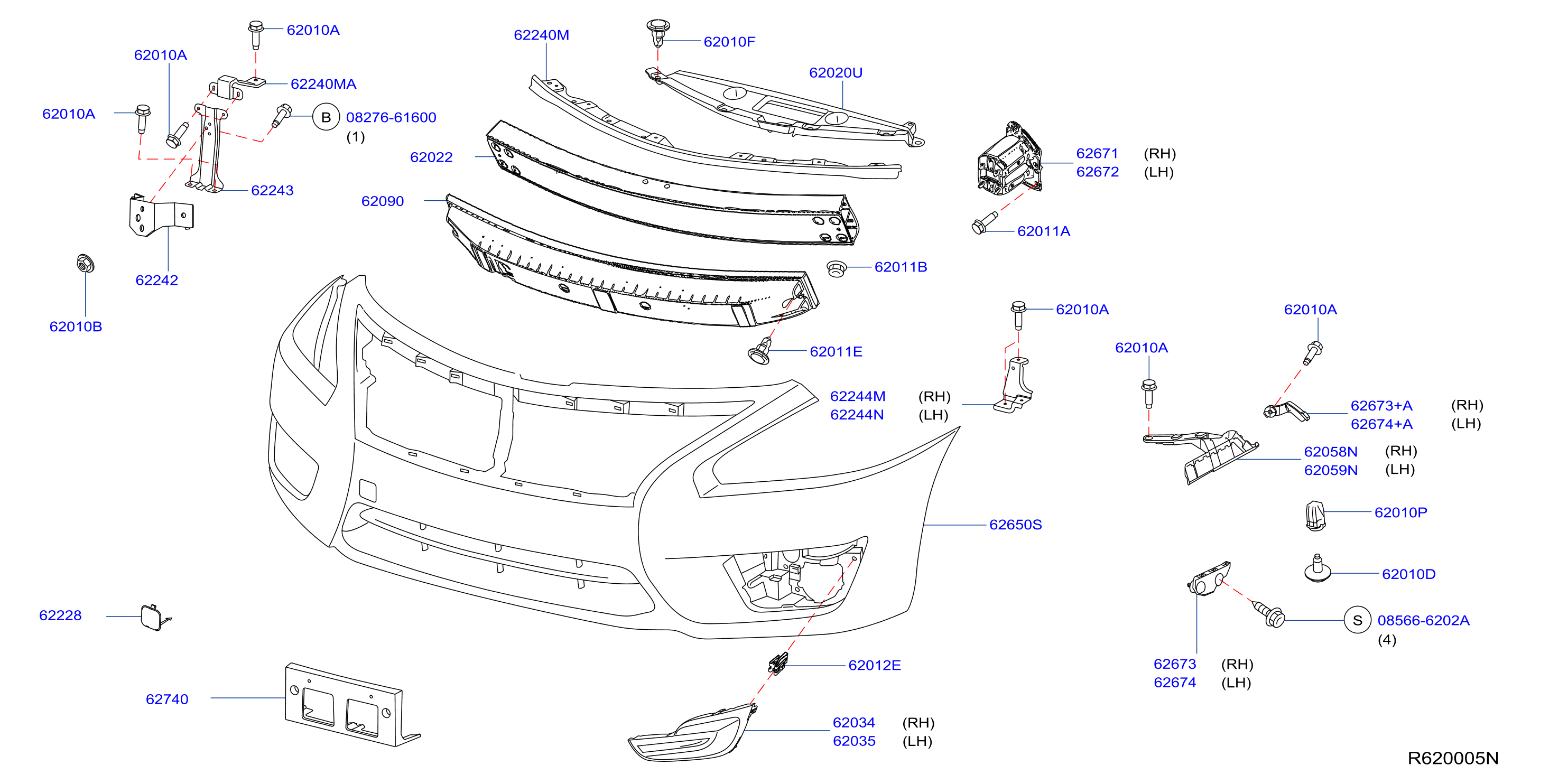 Diagram FRONT BUMPER for your Nissan Frontier  