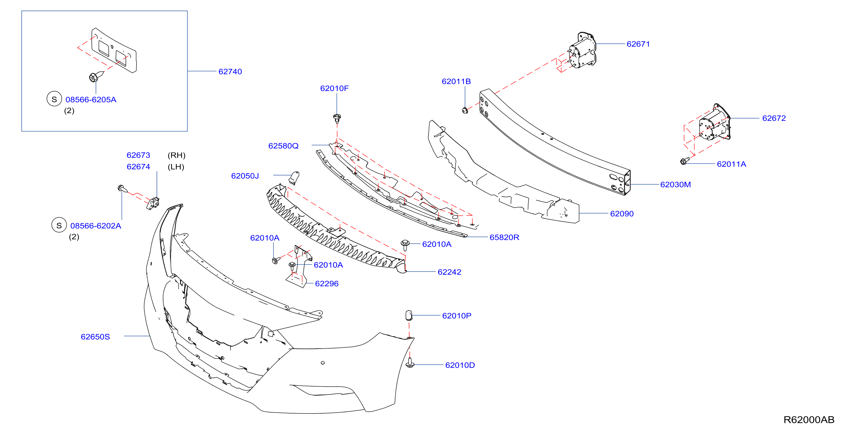 Diagram FRONT BUMPER for your Nissan Axxess  