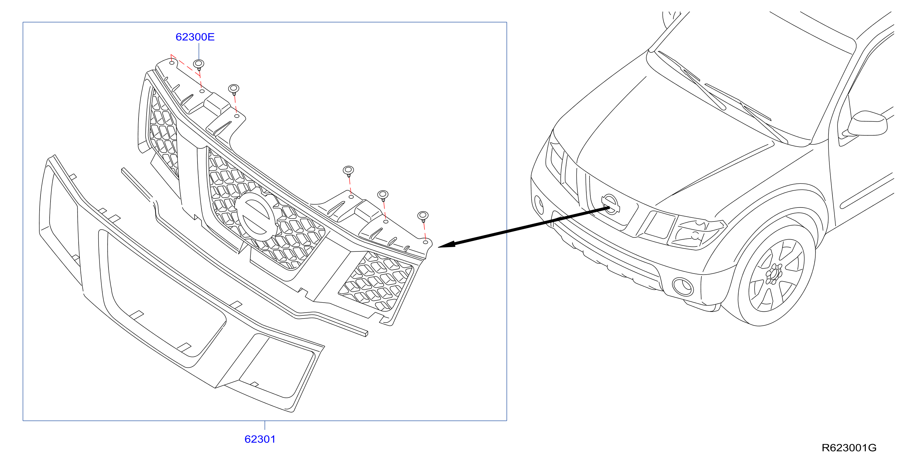 Diagram FRONT GRILLE for your 2012 Nissan Frontier   