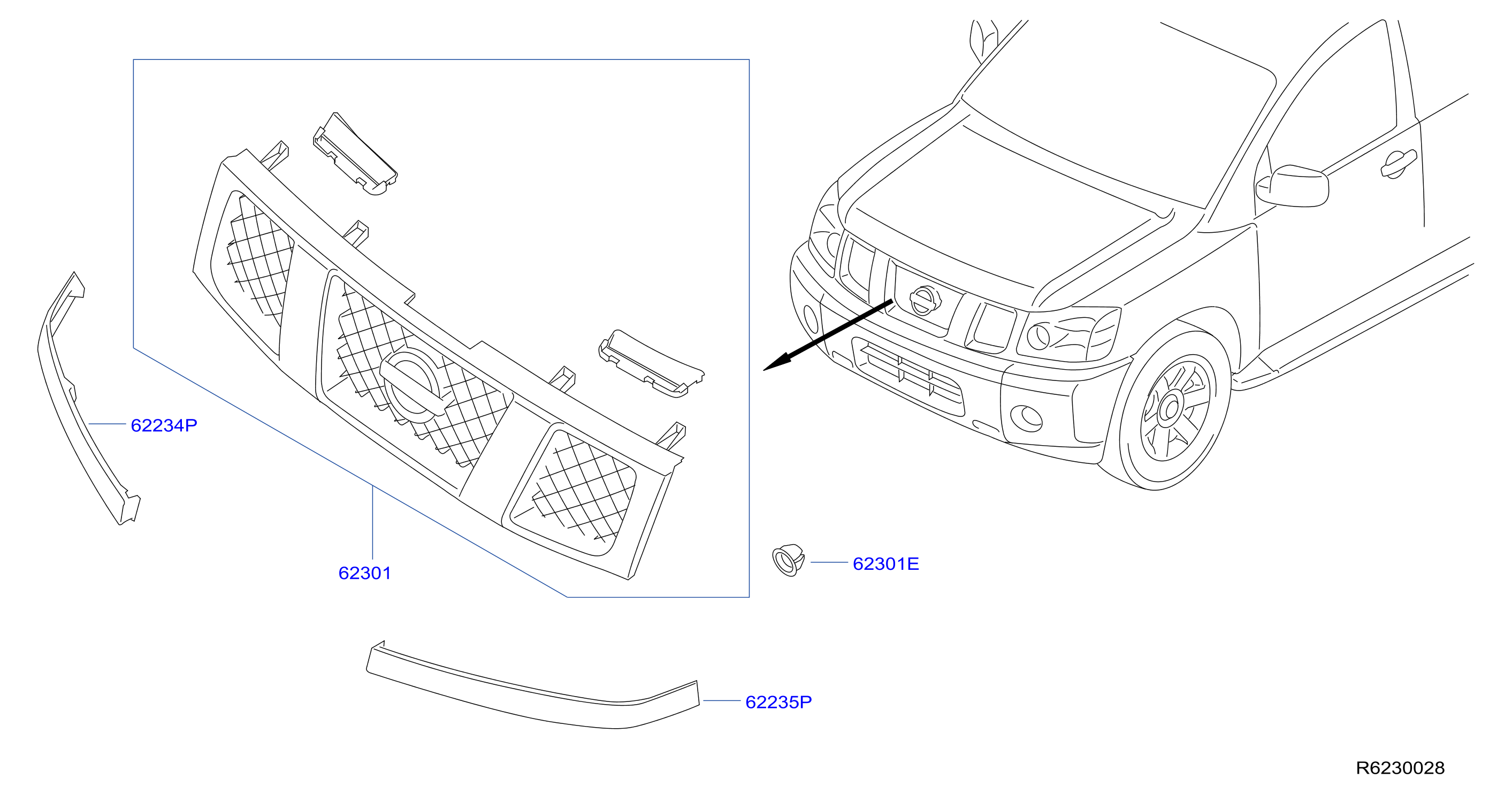 Diagram FRONT GRILLE for your 2014 Nissan Titan   