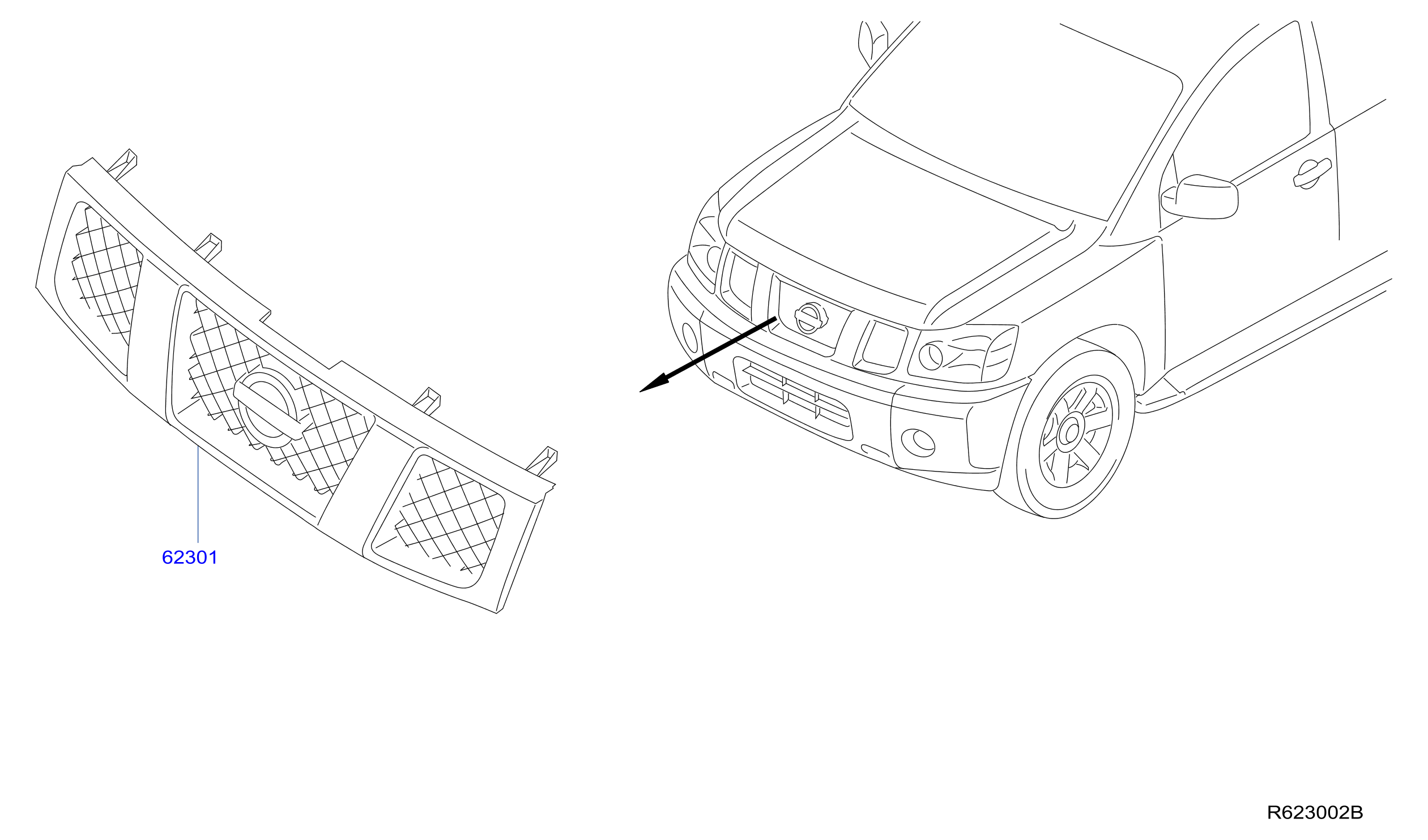 1973 Nissan Grille (Front). Grille - 62310-7S300 - Genuine Nissan Part