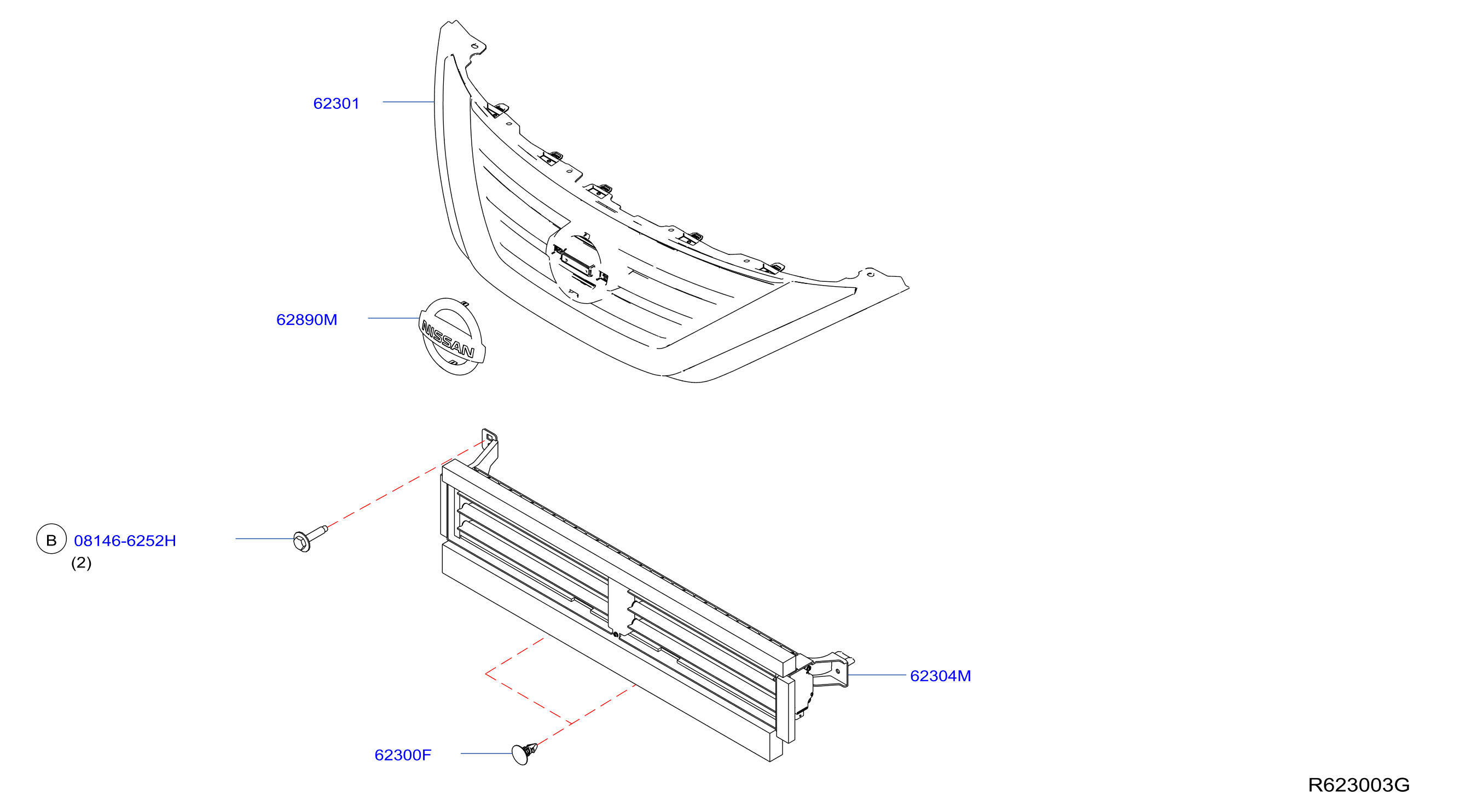 Diagram FRONT GRILLE for your 2003 Nissan Murano   