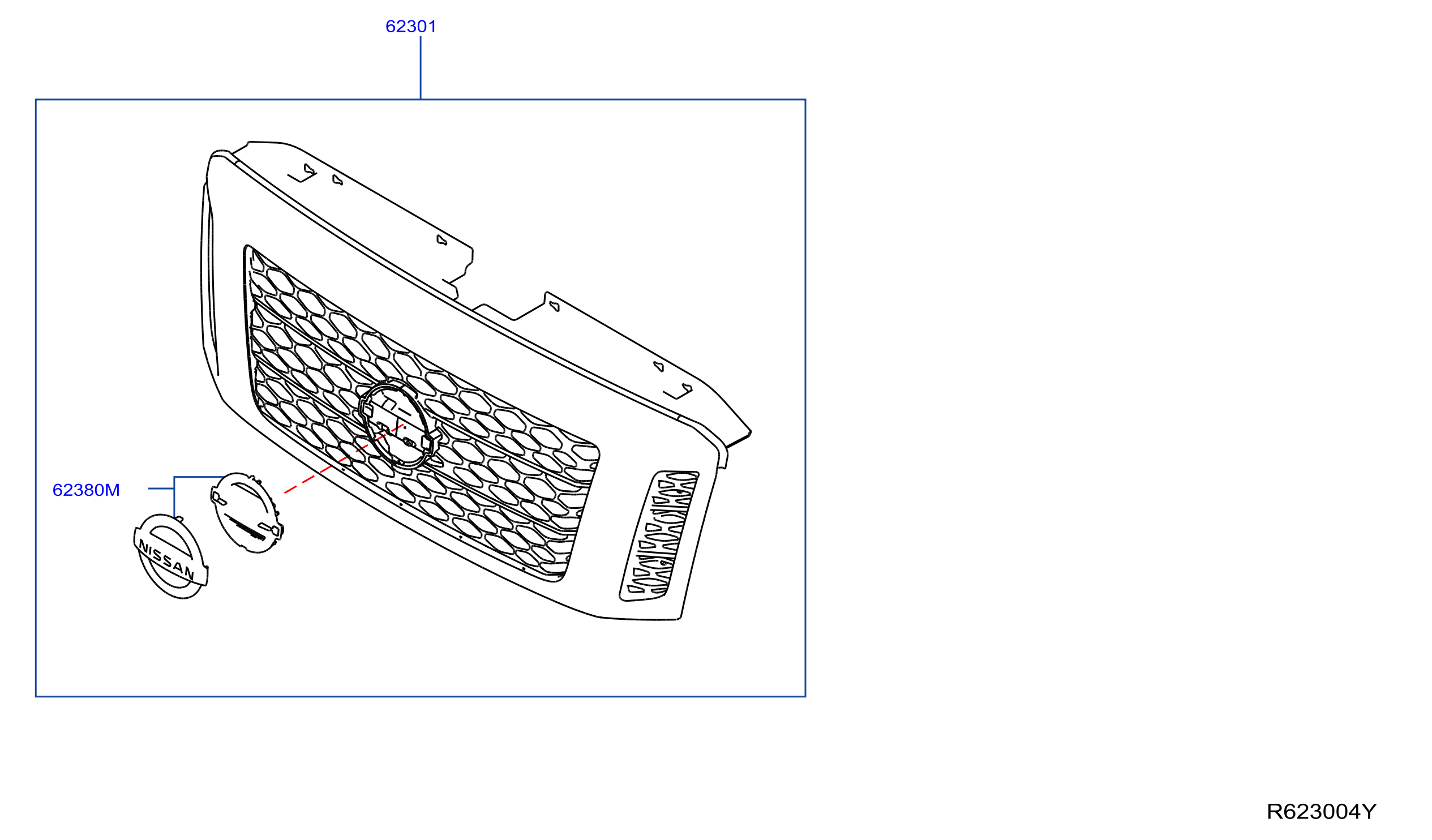 Diagram FRONT GRILLE for your Nissan