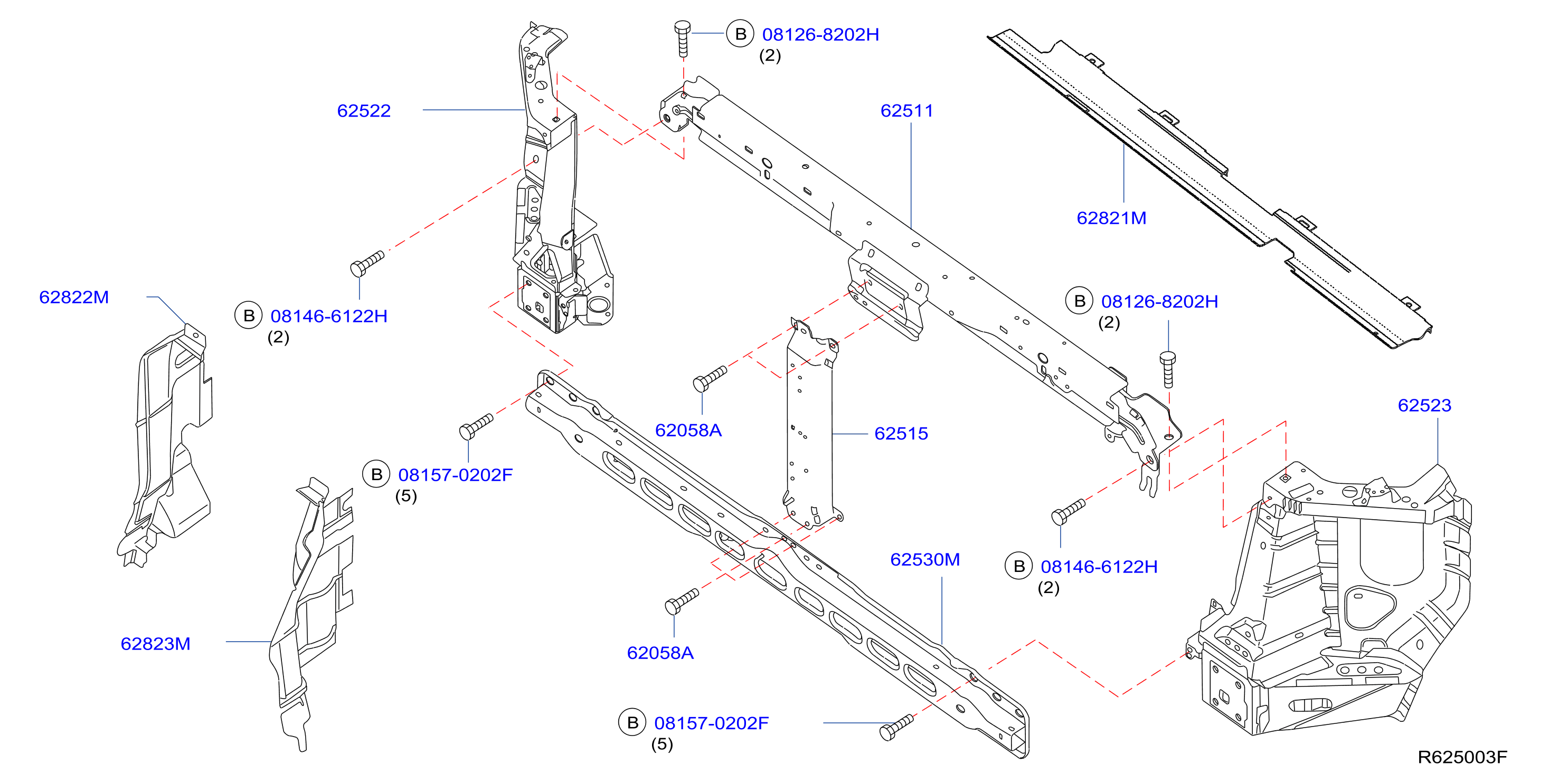 Diagram FRONT APRON & RADIATOR CORE SUPPORT for your Nissan