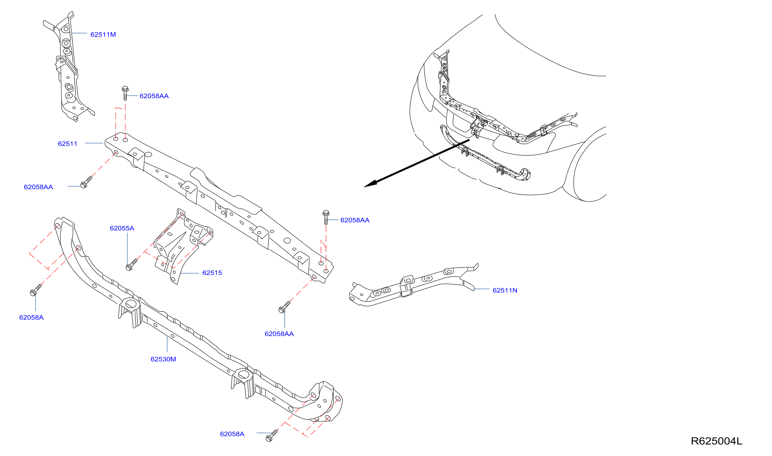 62550-7FH0A - Hood Latch Support - Genuine Nissan Part