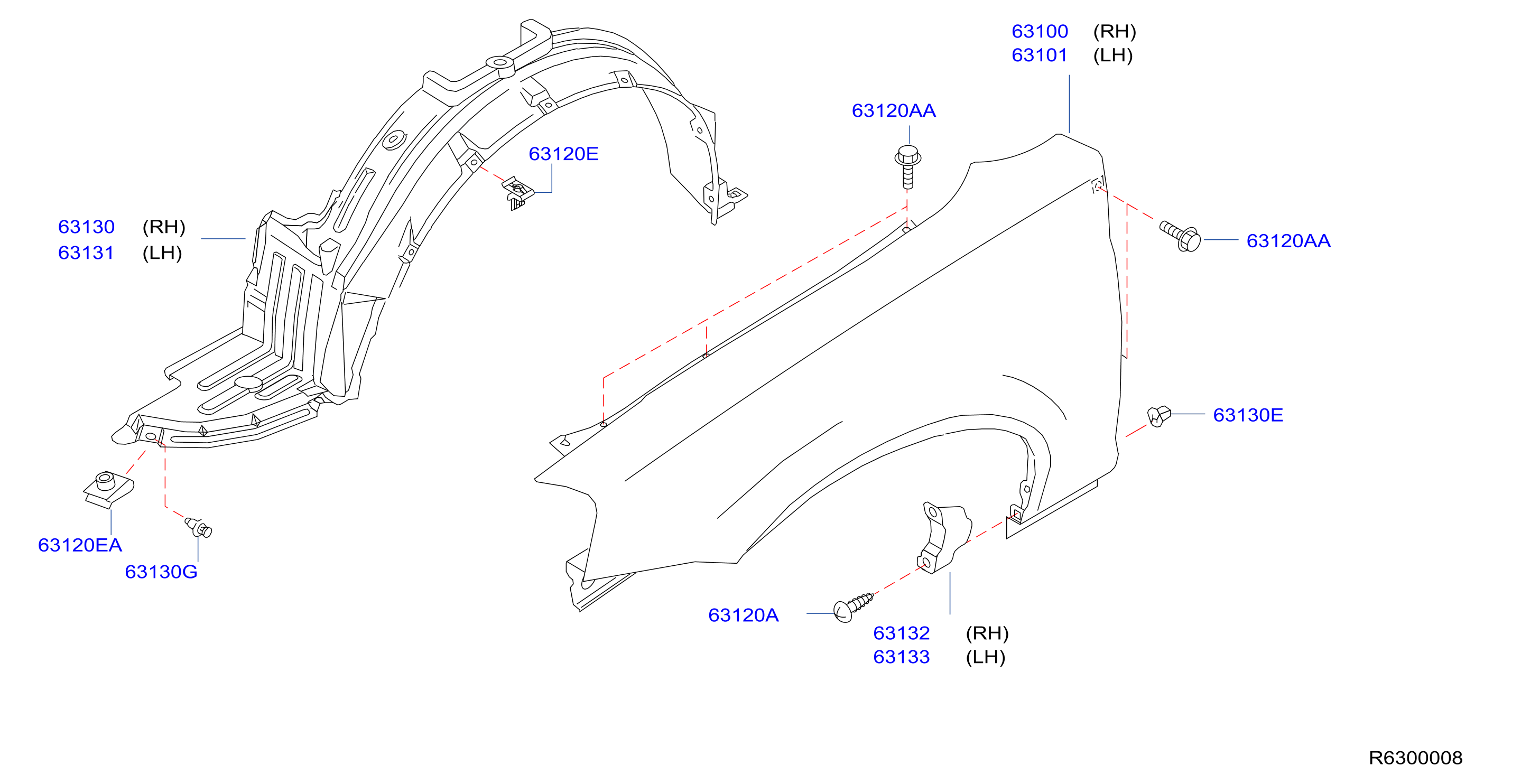 Diagram FRONT FENDER & FITTING for your 2019 Nissan NV2500   
