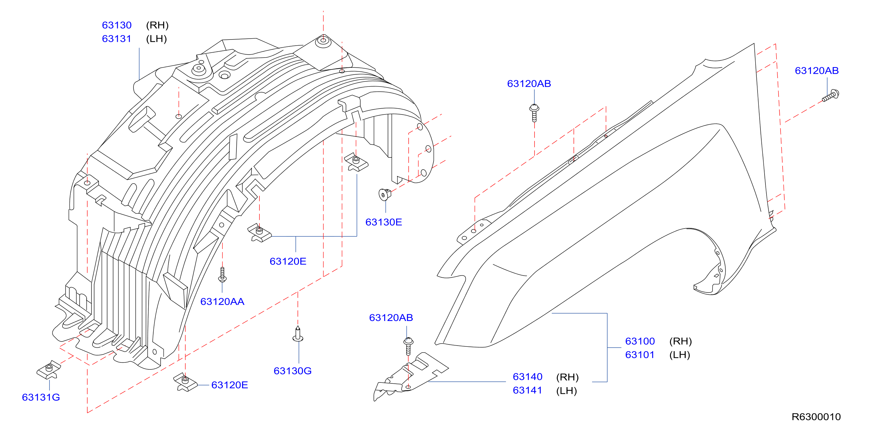 Diagram FRONT FENDER & FITTING for your Nissan Kicks  