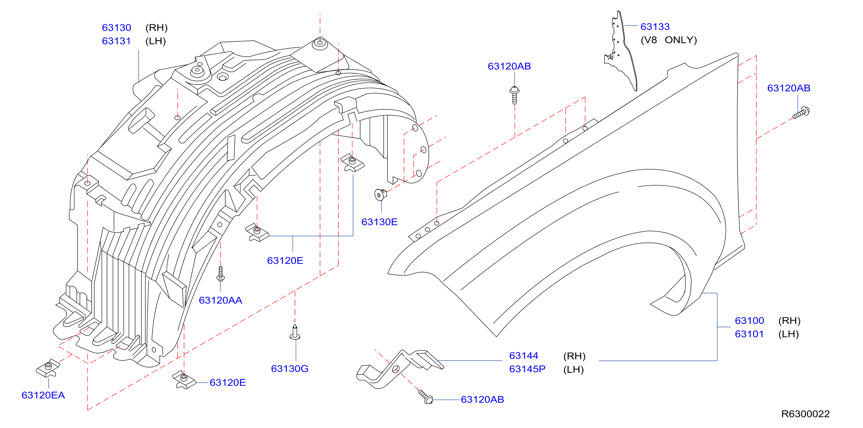 Diagram FRONT FENDER & FITTING for your 2019 Nissan NV2500 VAN S - HIGH ROOF  