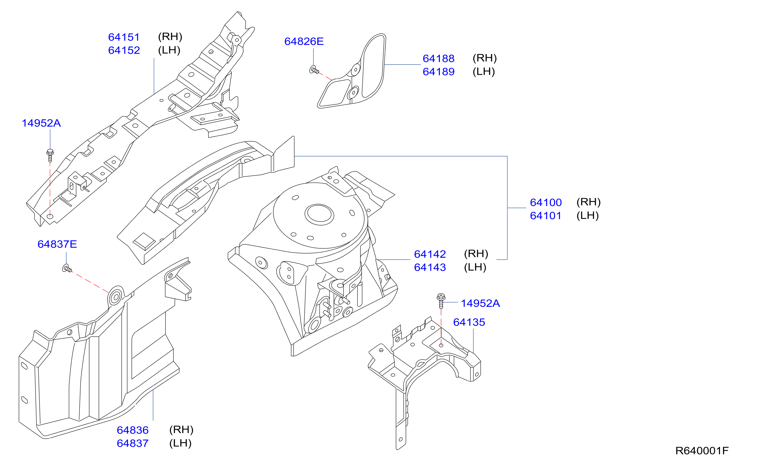 Diagram HOOD LEDGE & FITTING for your 1998 Nissan Altima   