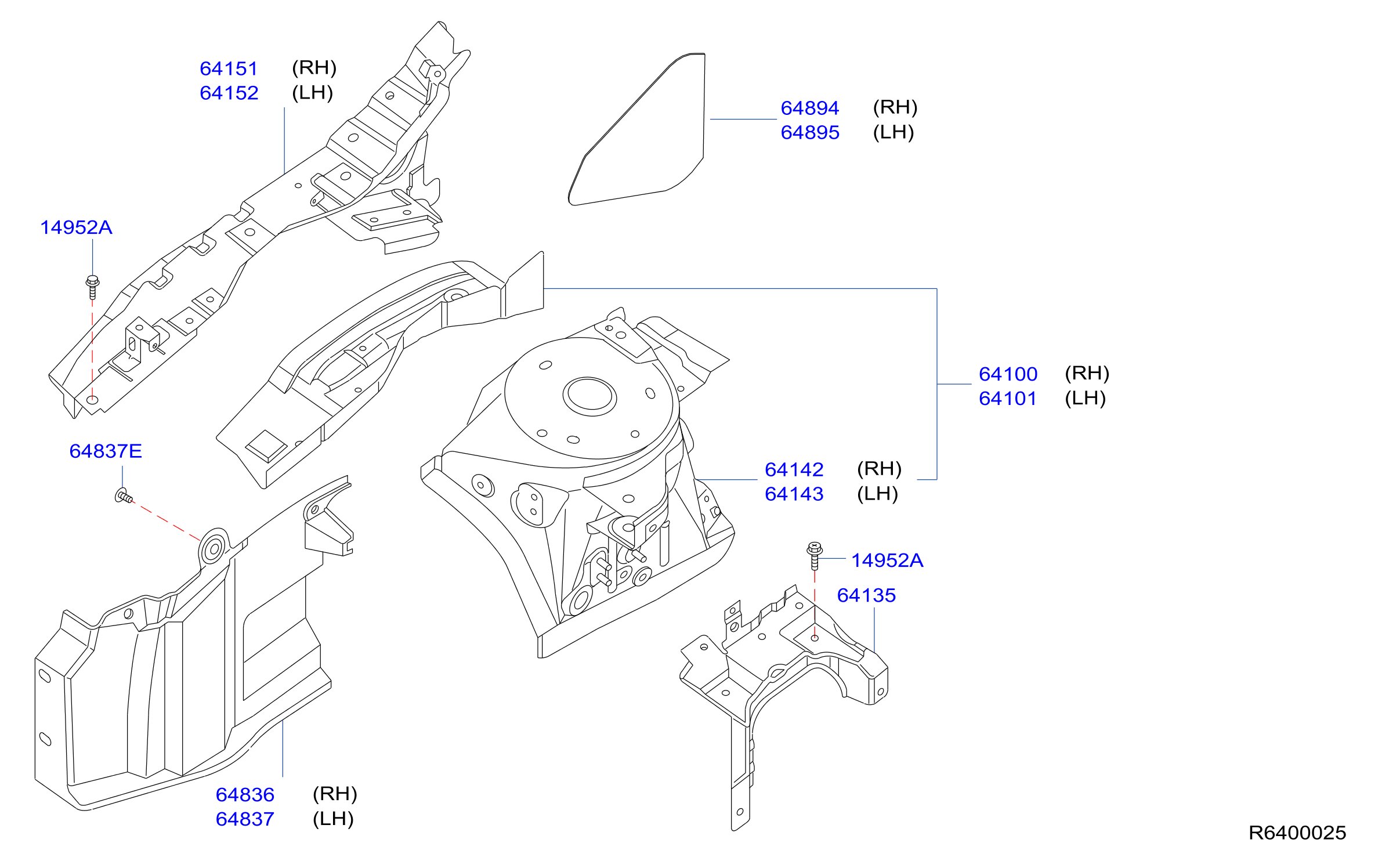 Diagram HOOD LEDGE & FITTING for your 2008 Nissan Altima   