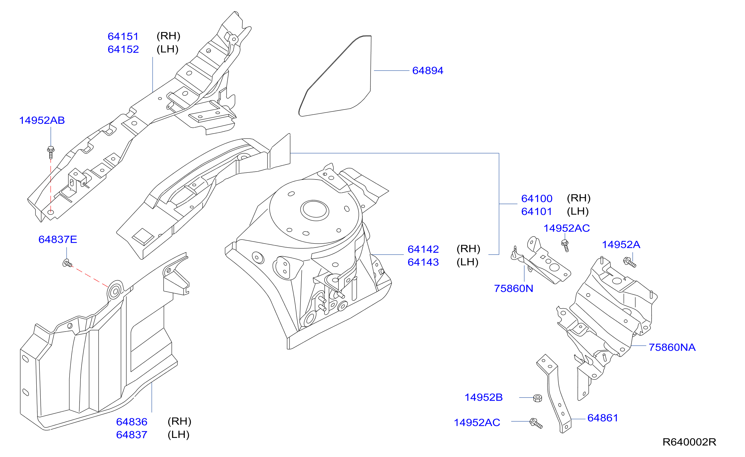 Diagram HOOD LEDGE & FITTING for your 2000 Nissan Altima   