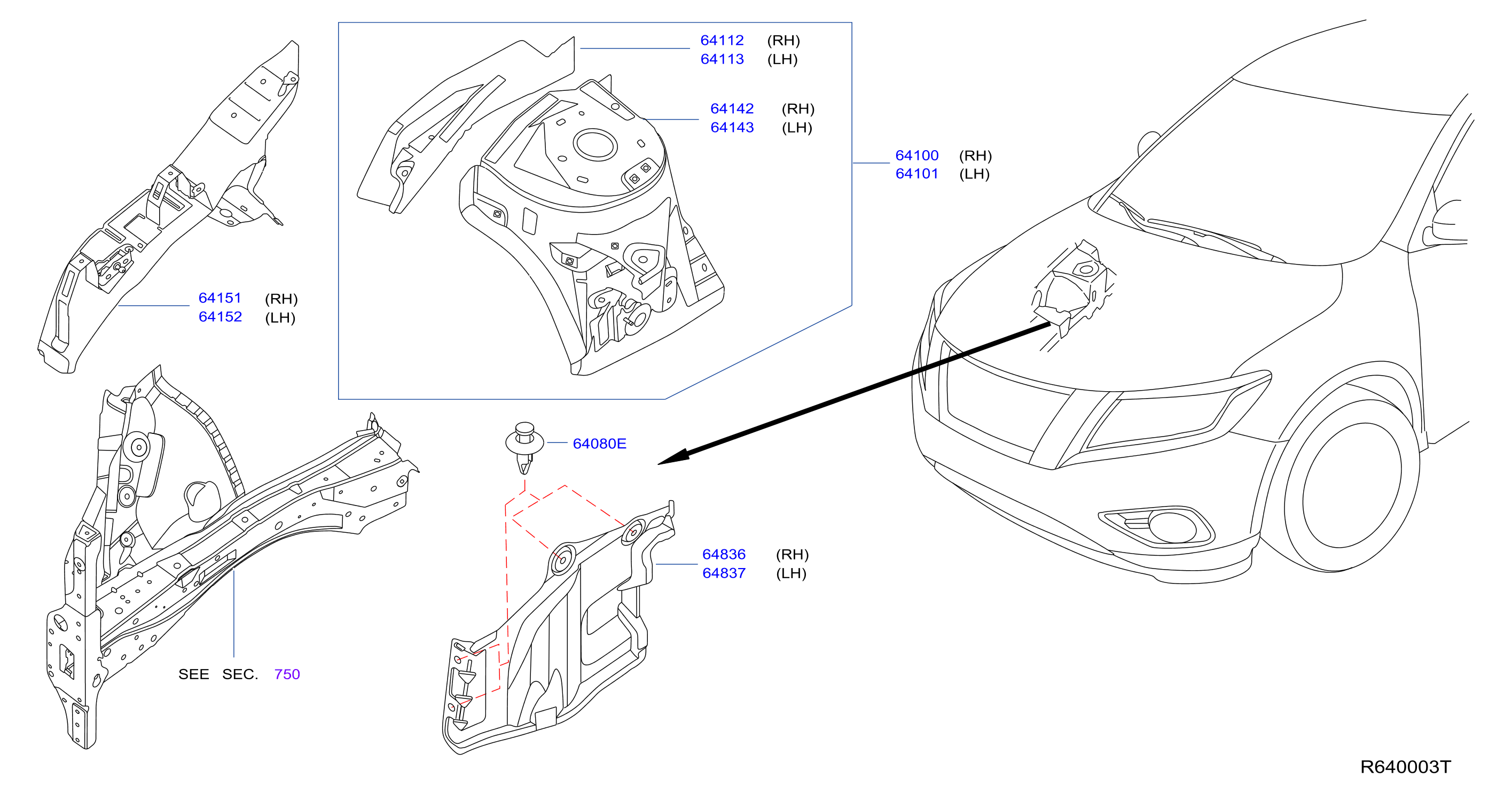 Diagram HOOD LEDGE & FITTING for your Nissan Altima  