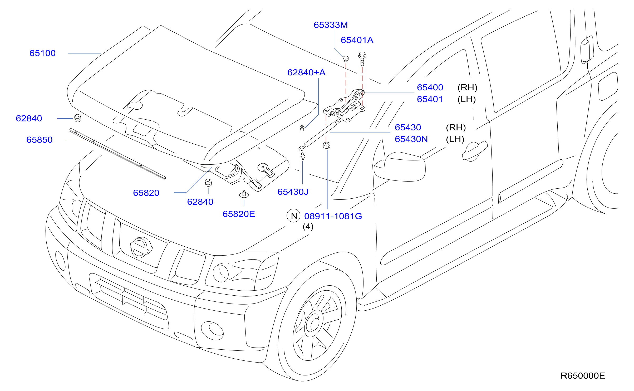 2008 Nissan Armada Stay Hood. Left . Body FITTING HINGE