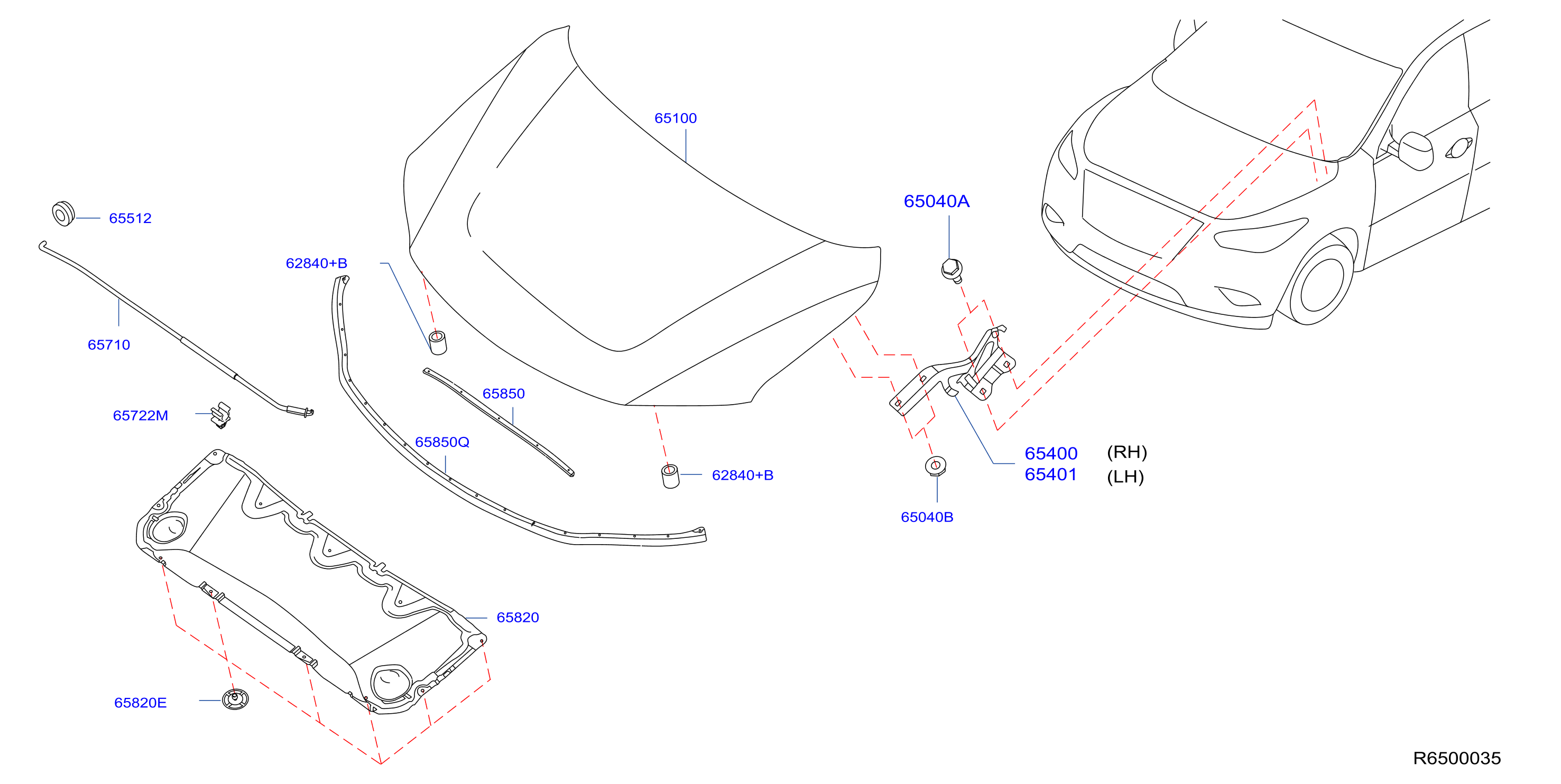 Diagram HOOD PANEL,HINGE & FITTING for your Nissan Juke BASE 