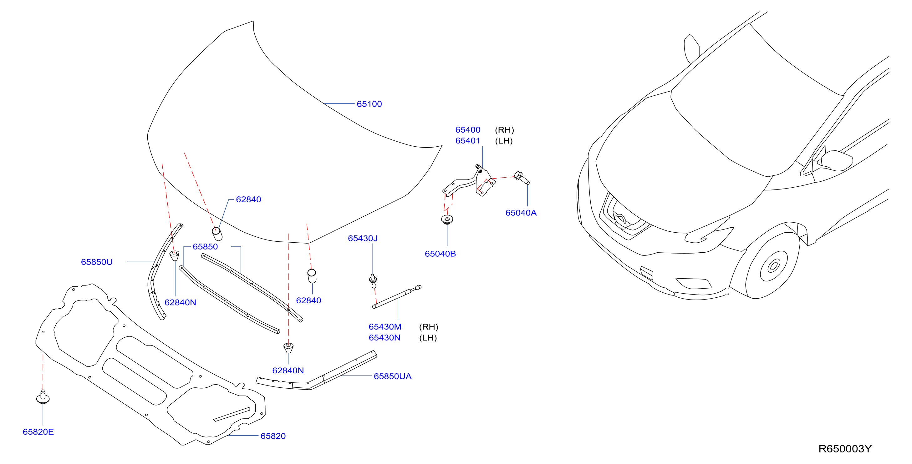 Diagram HOOD PANEL,HINGE & FITTING for your 2020 Nissan Titan King Cab PRO/4X 5.0L V8 DIESEL AT 4WD/MWB 