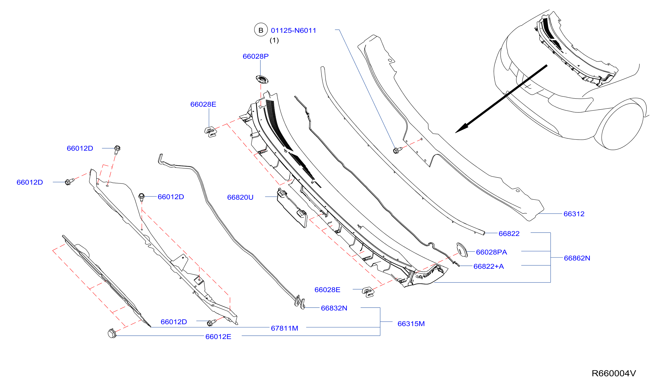 Diagram COWL TOP & FITTING for your 2014 Nissan Leaf   