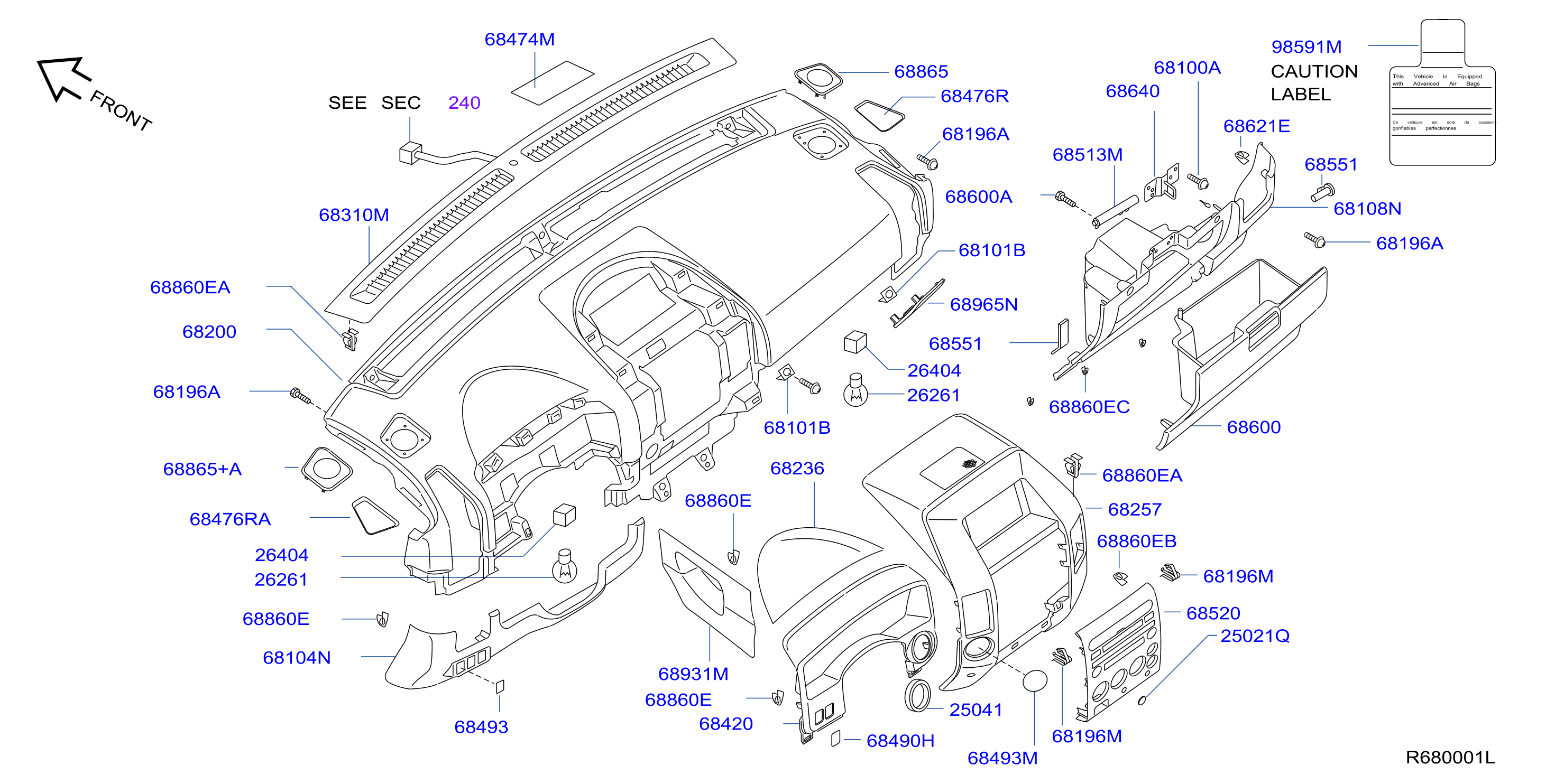 68257-7S000 - Instrument Panel Bezel - Genuine Nissan Part