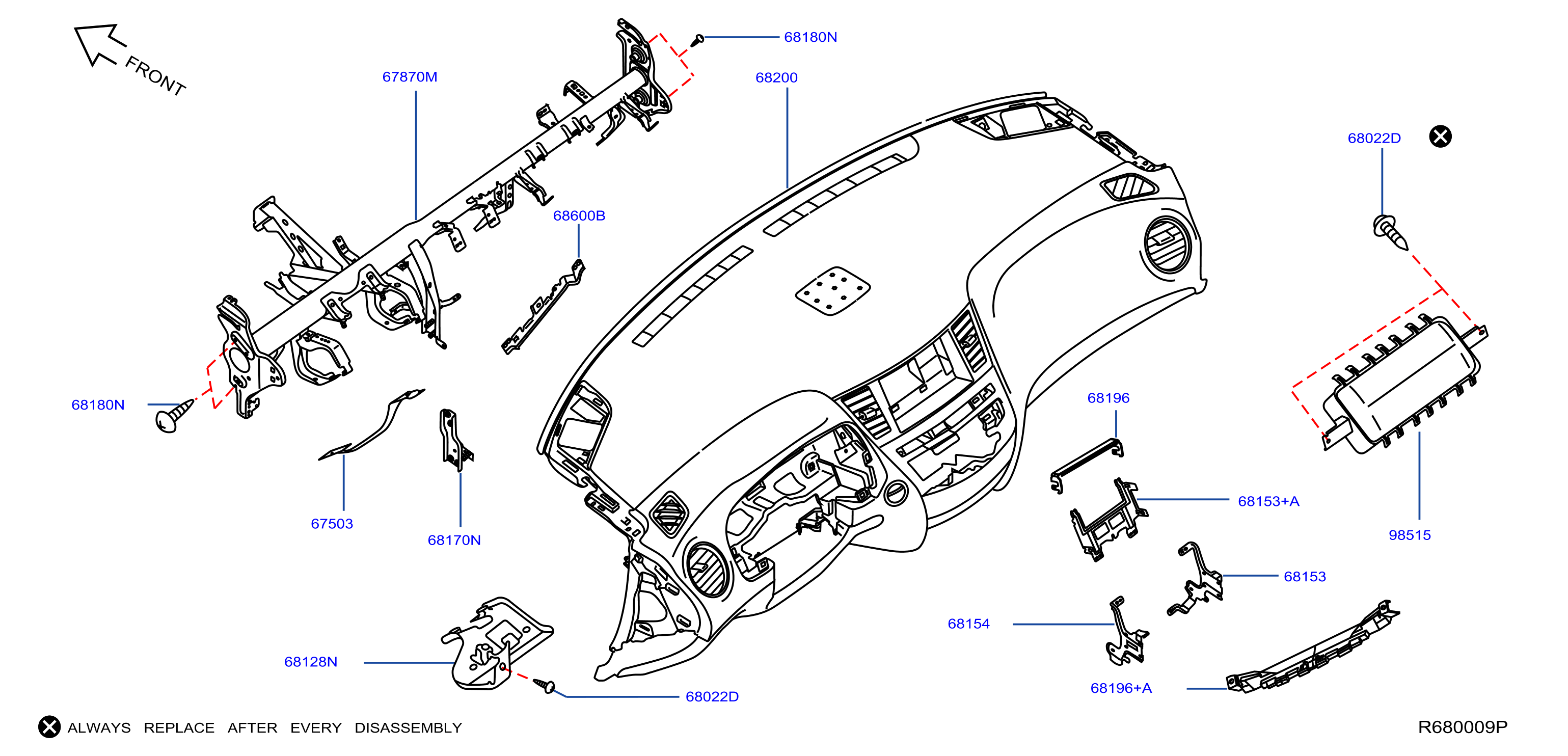 Diagram INSTRUMENT PANEL,PAD & CLUSTER LID for your 2015 INFINITI QX56   