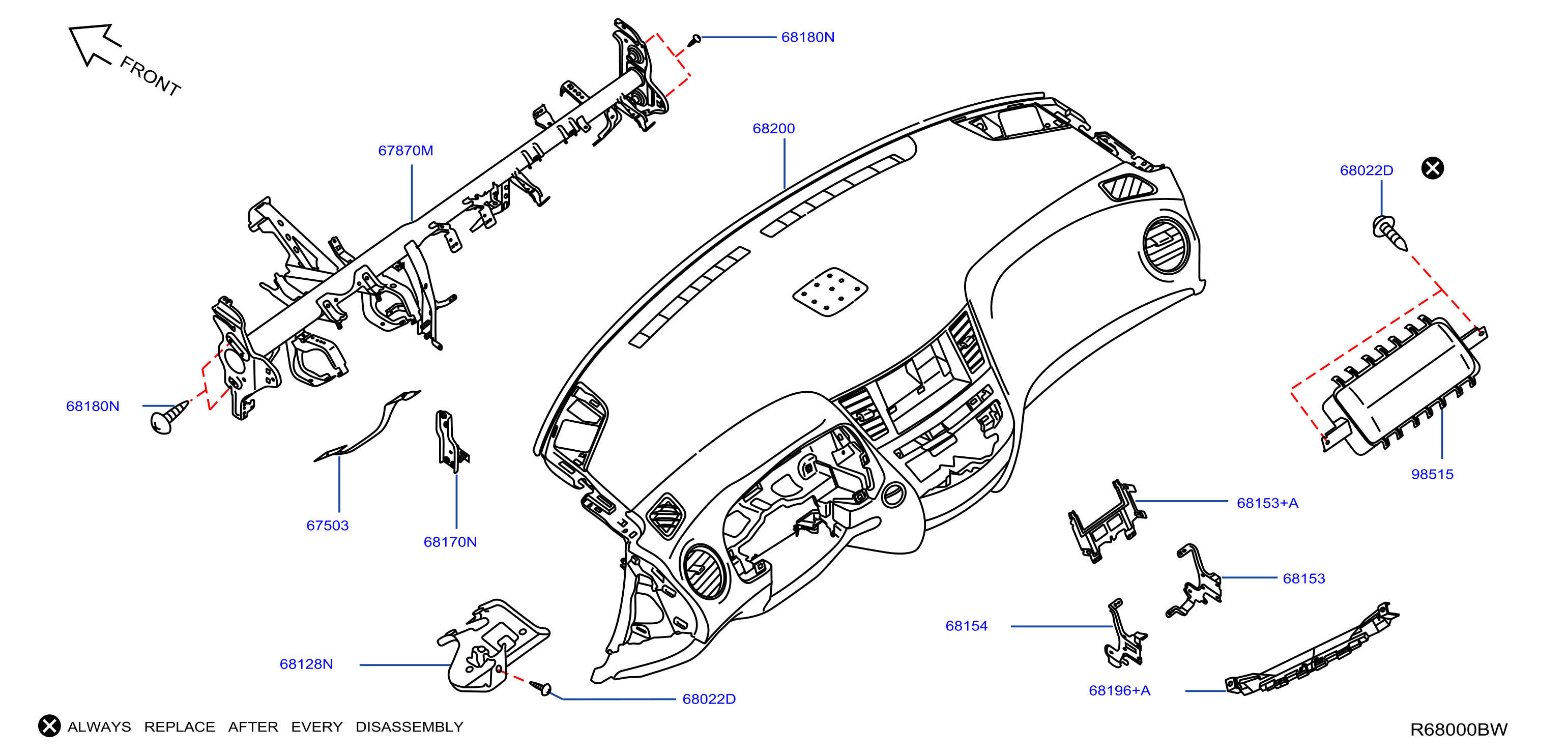 Diagram INSTRUMENT PANEL,PAD & CLUSTER LID for your 2013 INFINITI QX60   