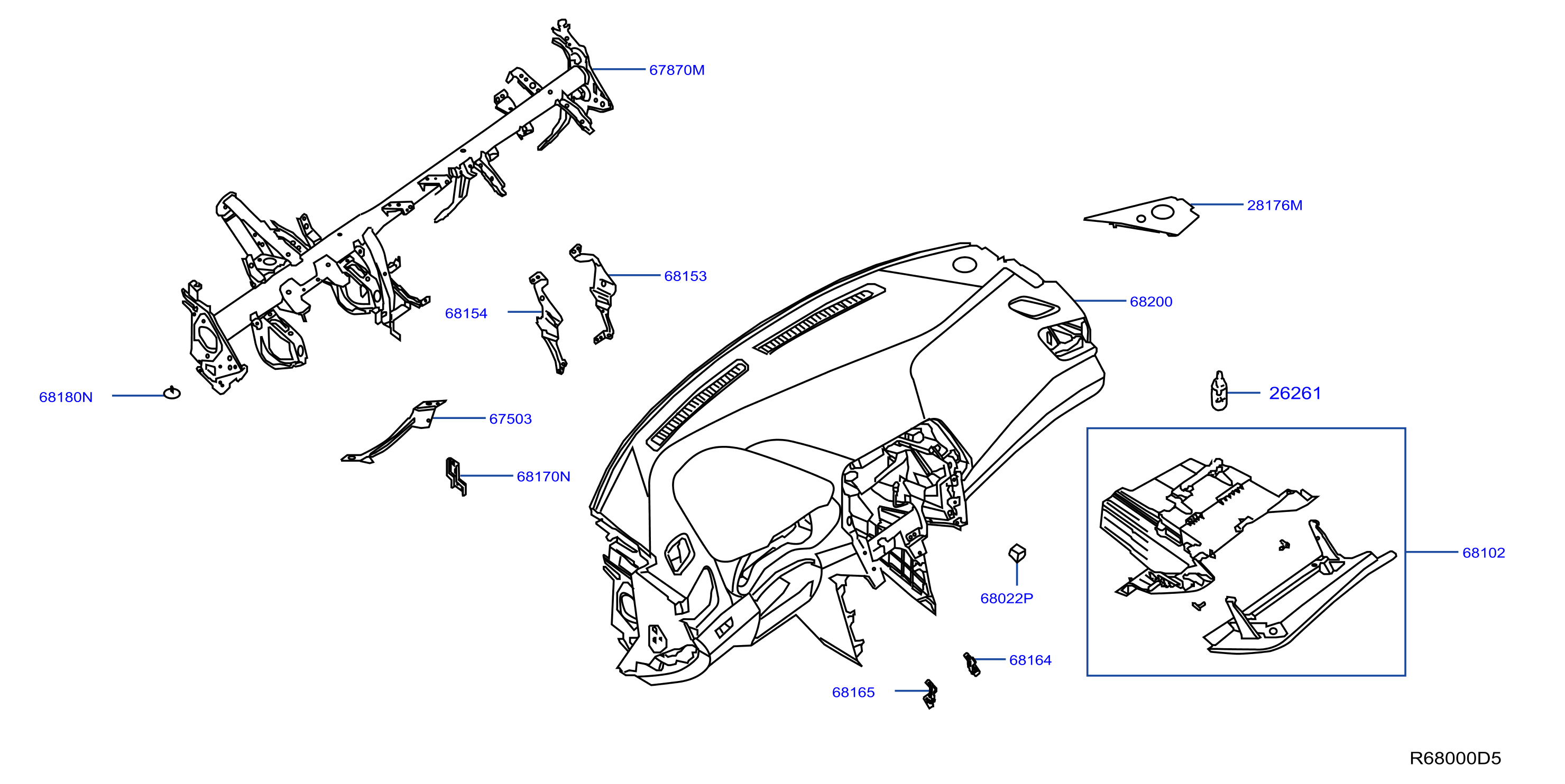 Diagram INSTRUMENT PANEL,PAD & CLUSTER LID for your 2007 Nissan Altima   