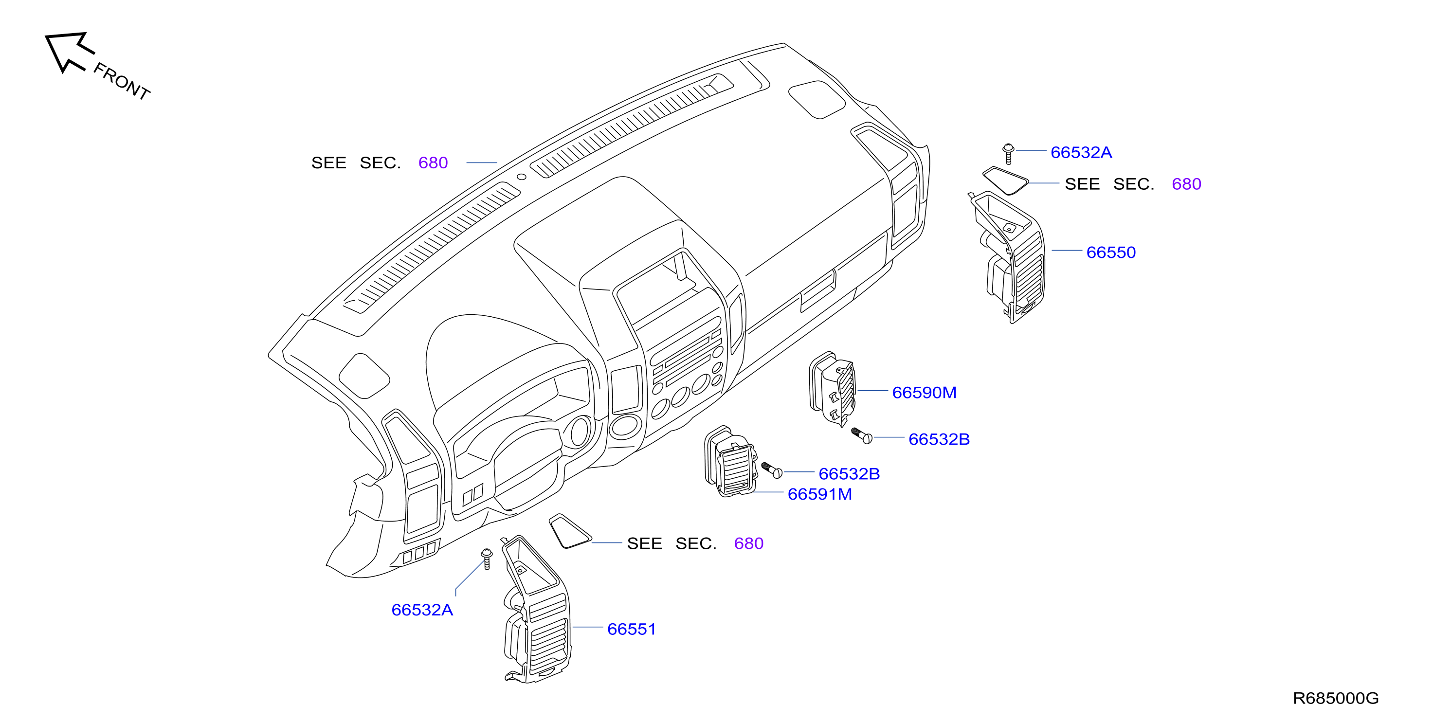 68421-7S000 - Dashboard Air Vent (Left) - Genuine Nissan Part