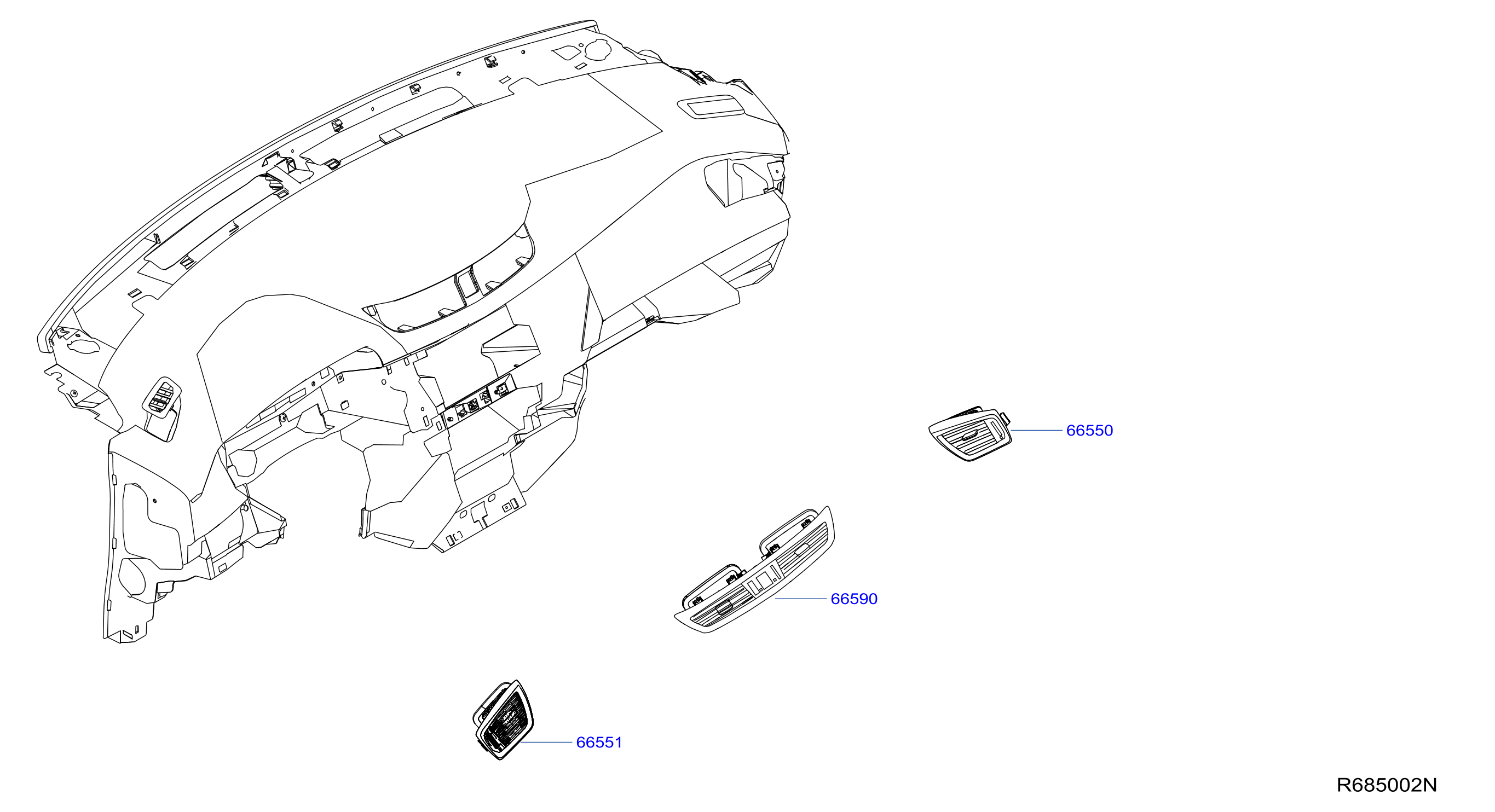 Nissan Rogue Dashboard Air Vent (Left) - 68761-6FL0A - Genuine