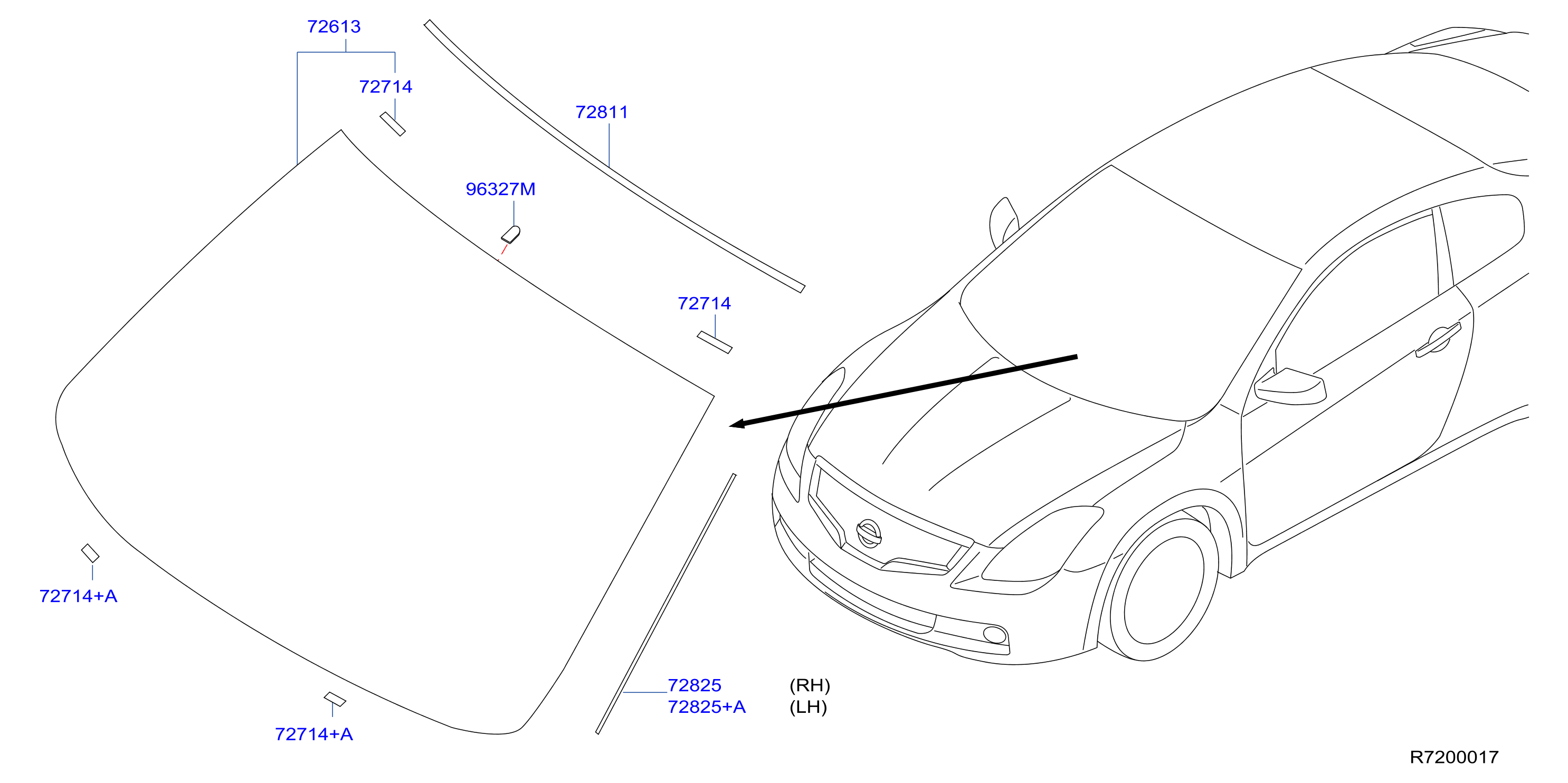 Diagram FRONT WINDSHIELD for your Nissan Altima  