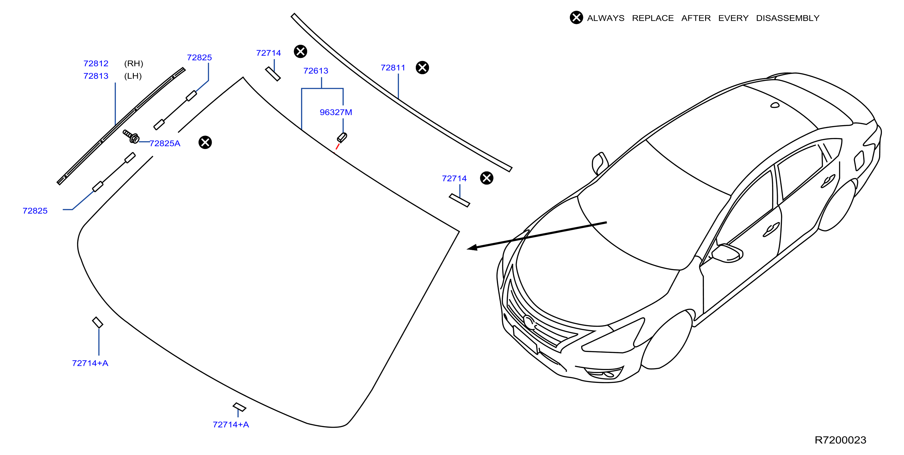 Nissan Altima Windshield Molding (Right, Front) - 72762-9HT0A