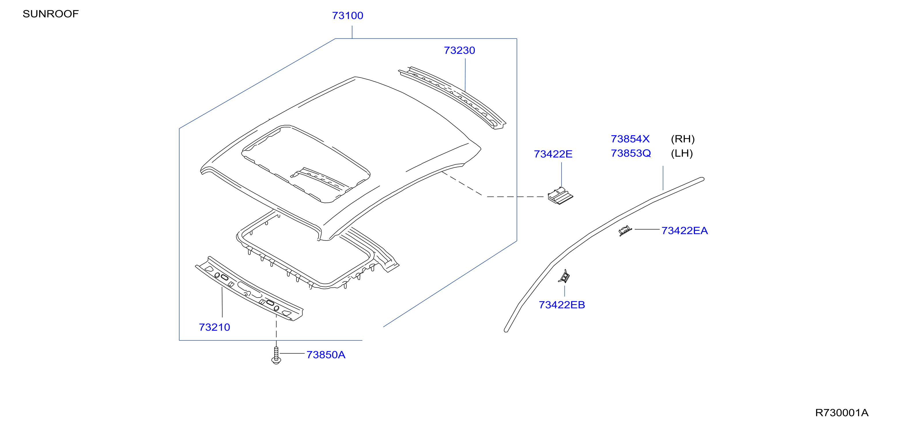 Diagram ROOF PANEL & FITTING for your Nissan Maxima  