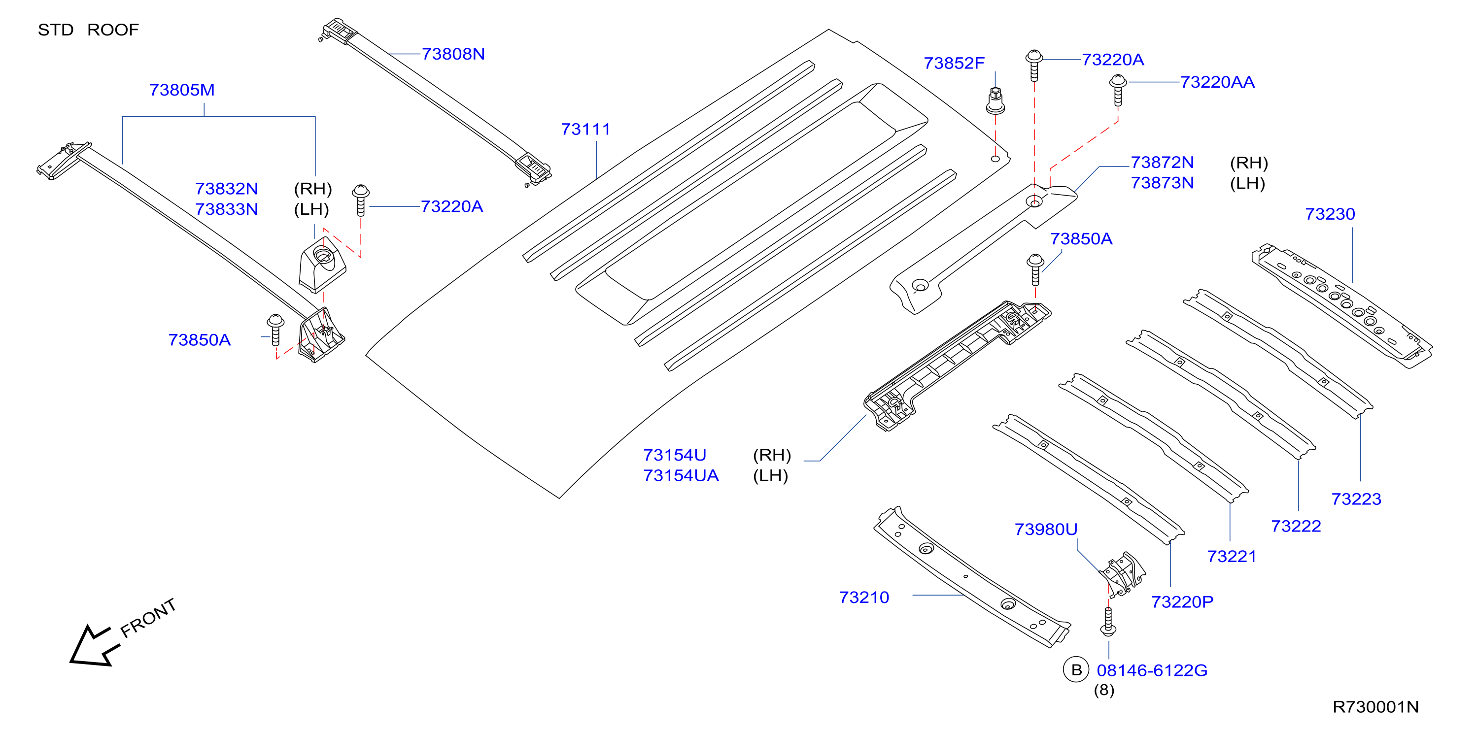 Diagram ROOF PANEL & FITTING for your Nissan Armada  