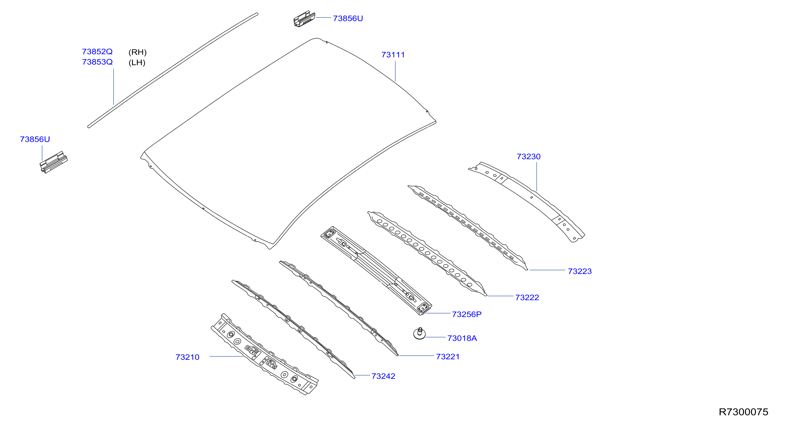 Diagram ROOF PANEL & FITTING for your Nissan Frontier  