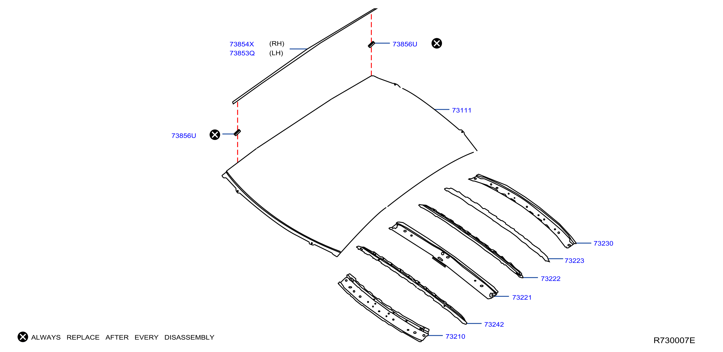 Diagram ROOF PANEL & FITTING for your Nissan Sentra  