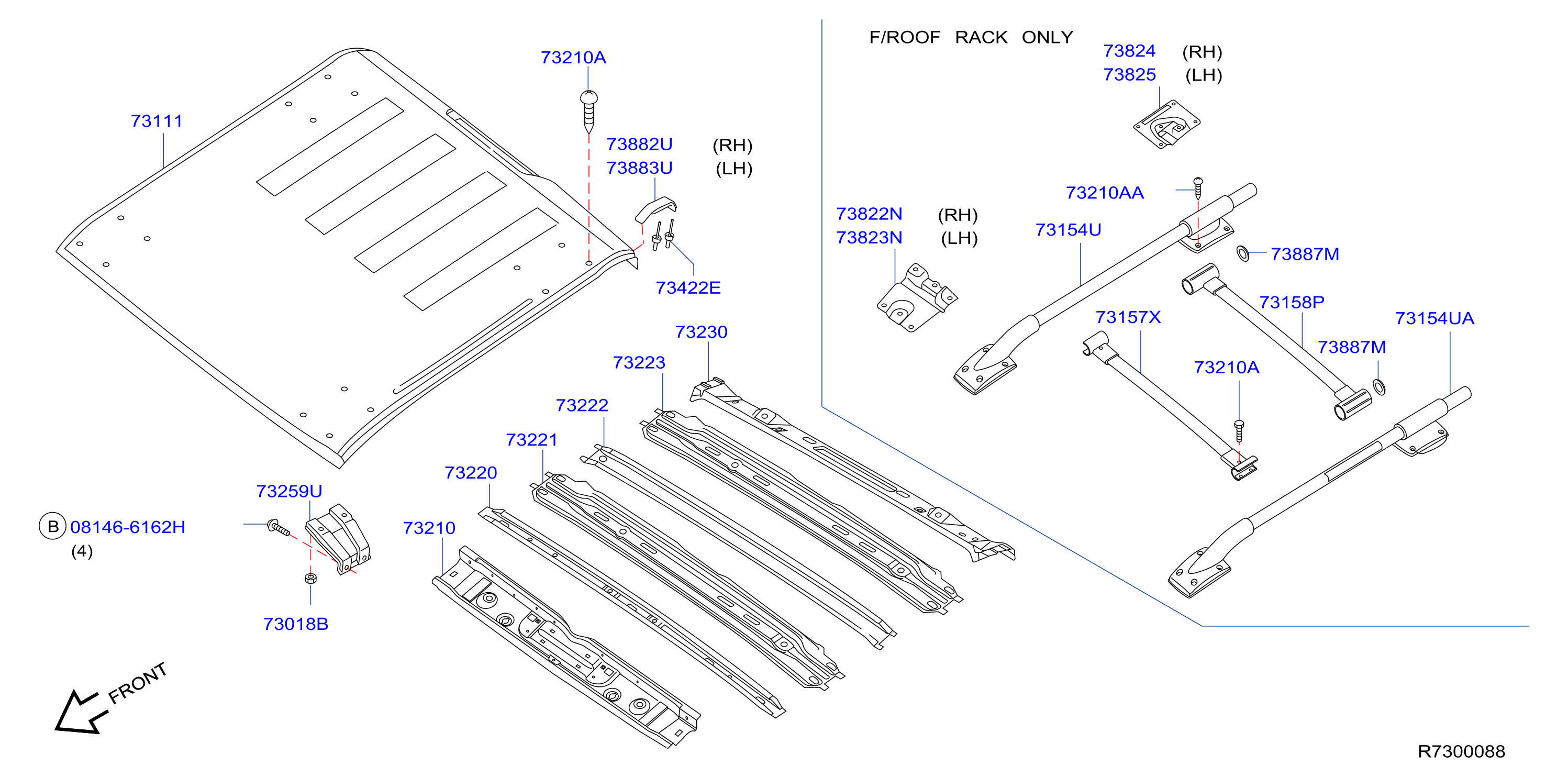 Diagram ROOF PANEL & FITTING for your 2009 Nissan Titan Crew Cab SV/COMF  