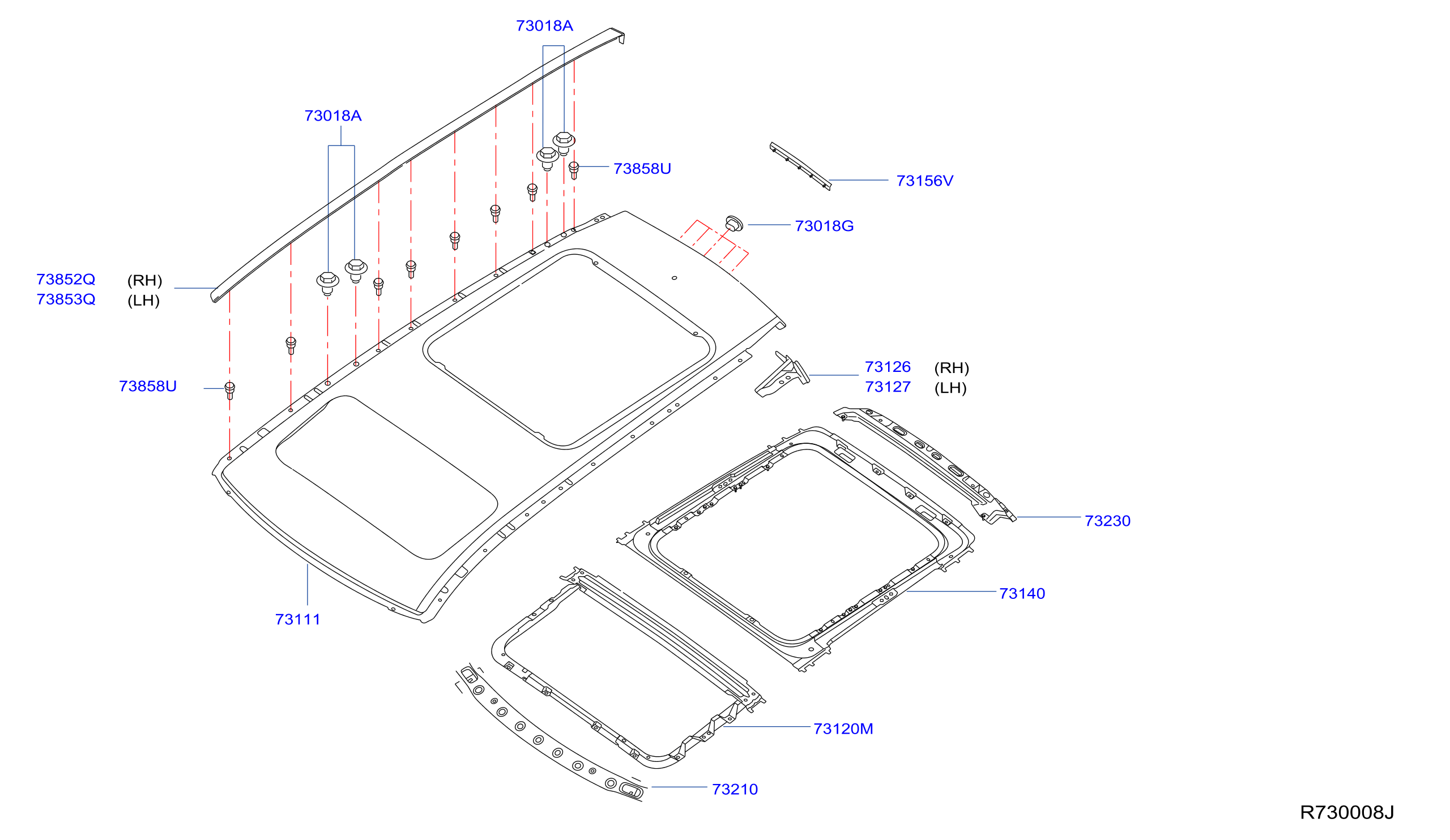 Diagram ROOF PANEL & FITTING for your 2019 Nissan Versa Note   