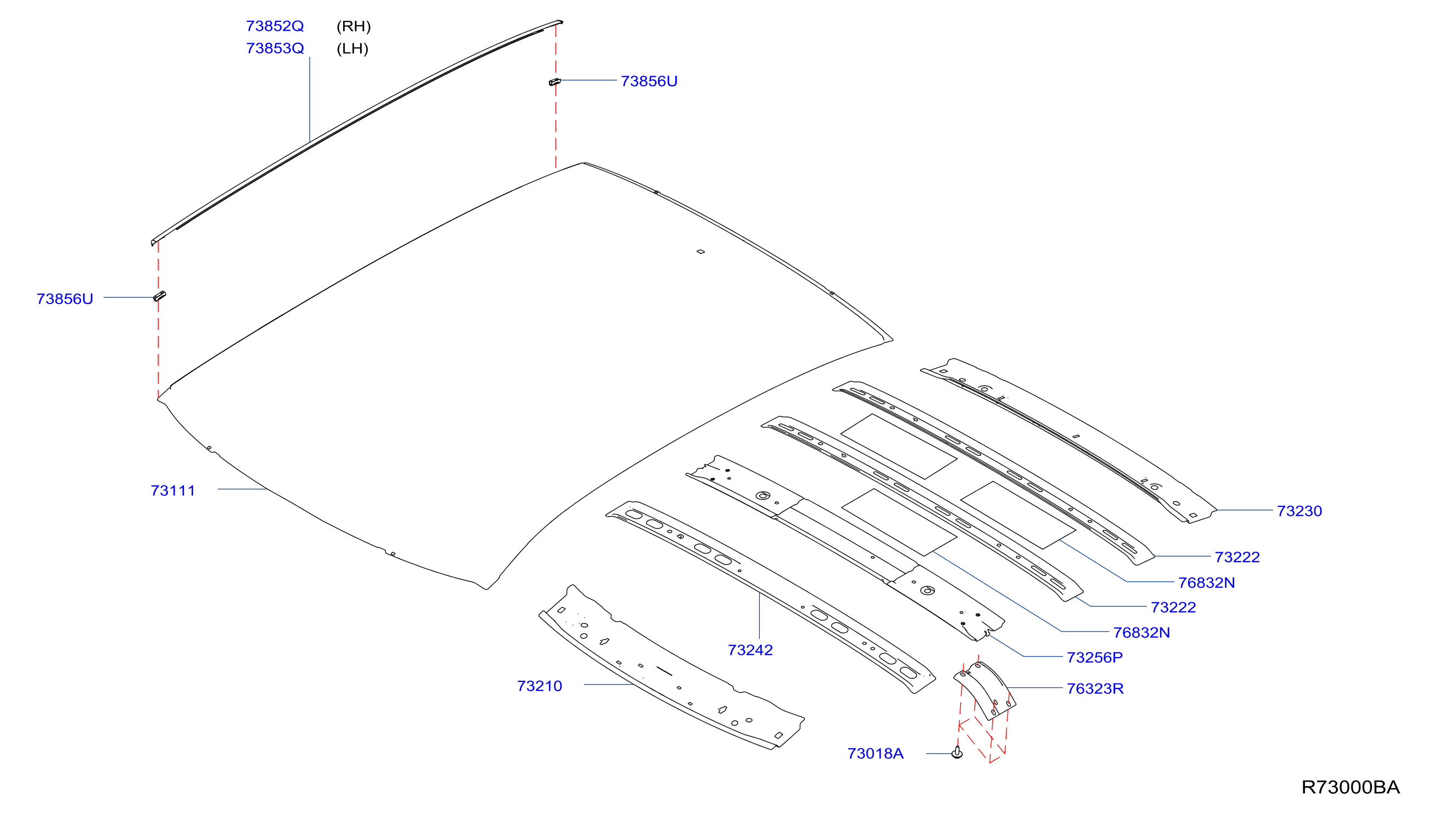 Diagram ROOF PANEL & FITTING for your Nissan Frontier  