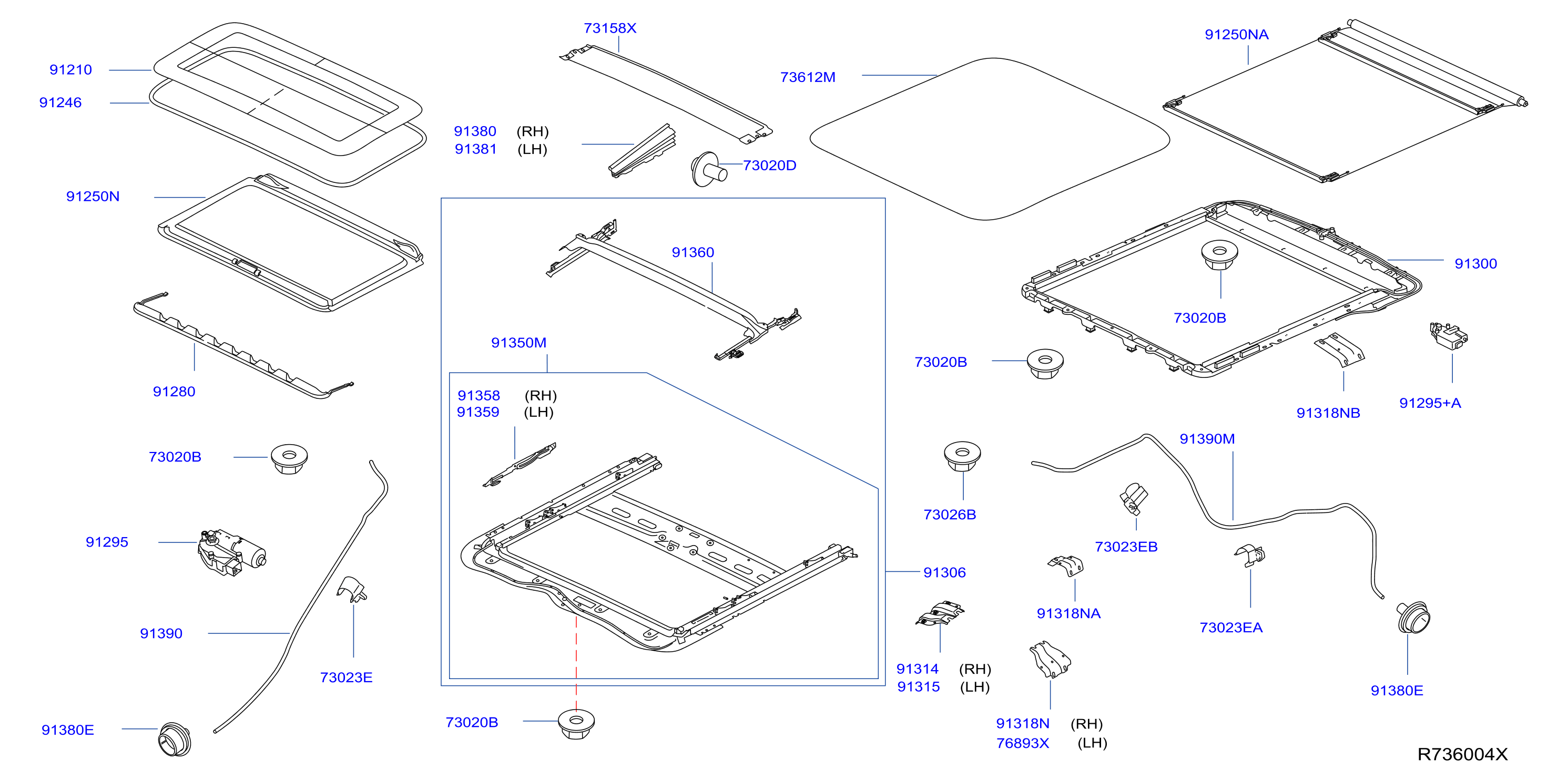 Diagram SUN ROOF PARTS for your INFINITI