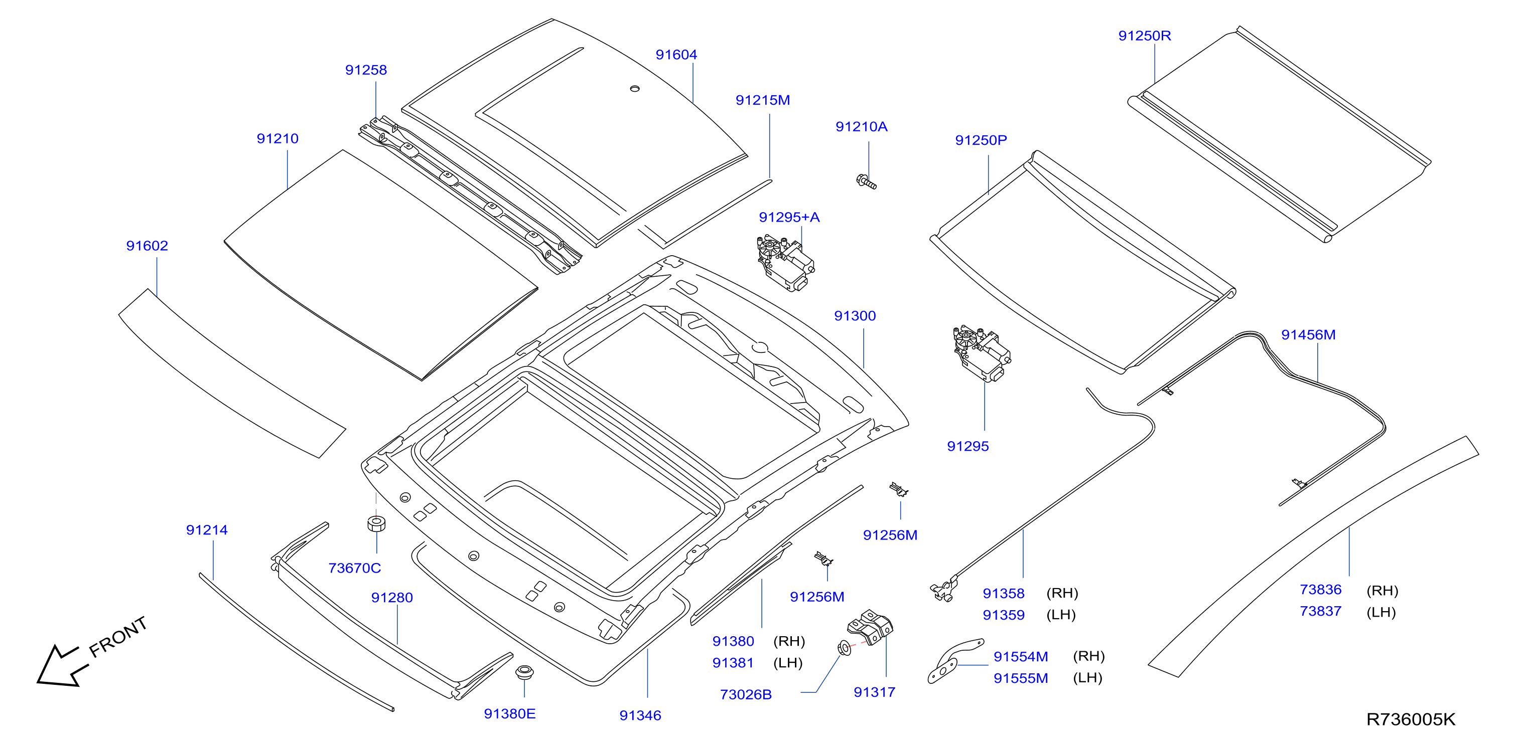 Diagram SUN ROOF PARTS for your Nissan