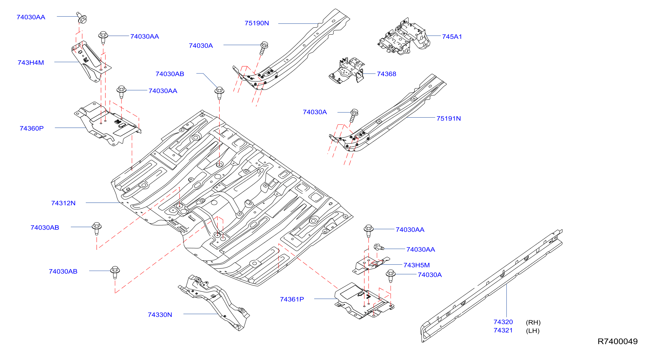 Diagram FLOOR PANEL for your Nissan