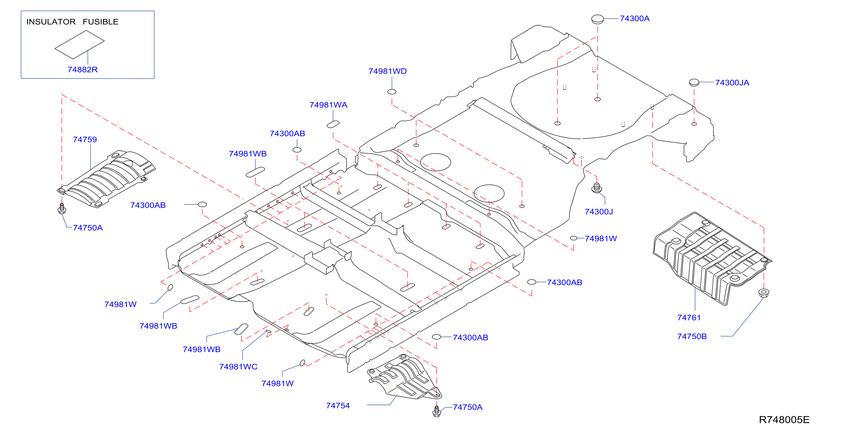 Diagram FLOOR FITTING for your 2000 Nissan Frontier Crew Cab XE  