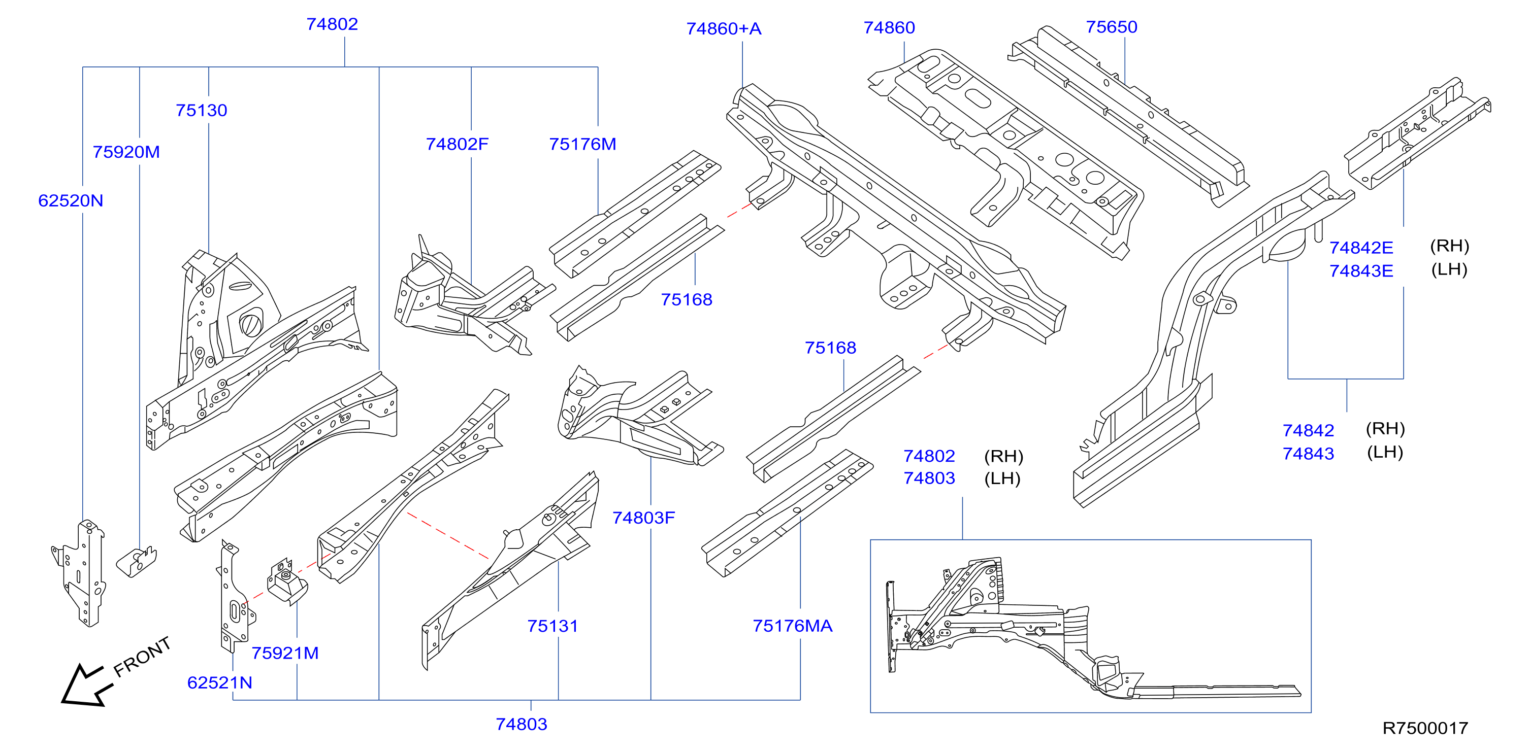 Diagram MEMBER & FITTING for your Nissan