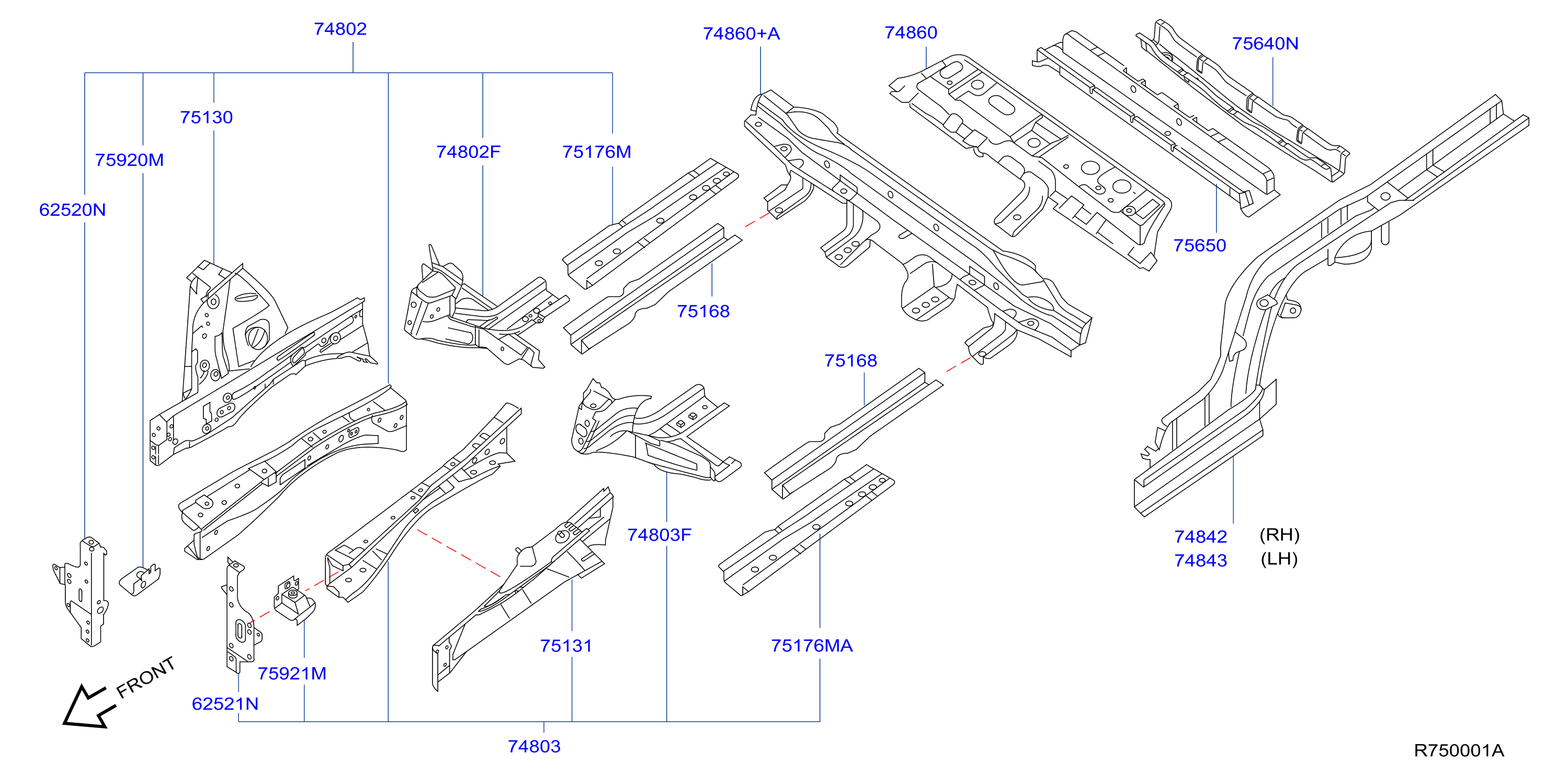 Diagram MEMBER & FITTING for your Nissan