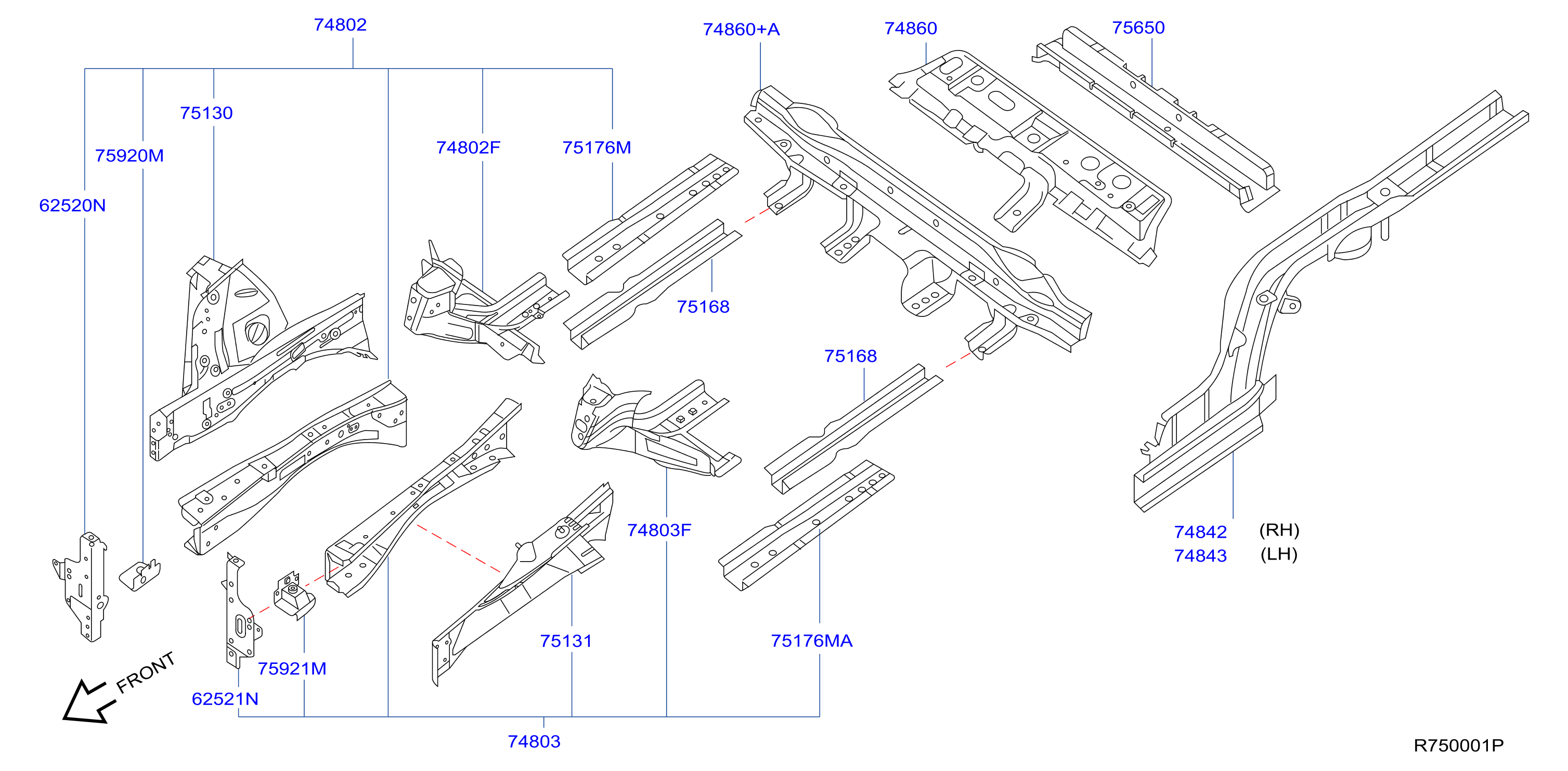 Diagram MEMBER & FITTING for your Nissan