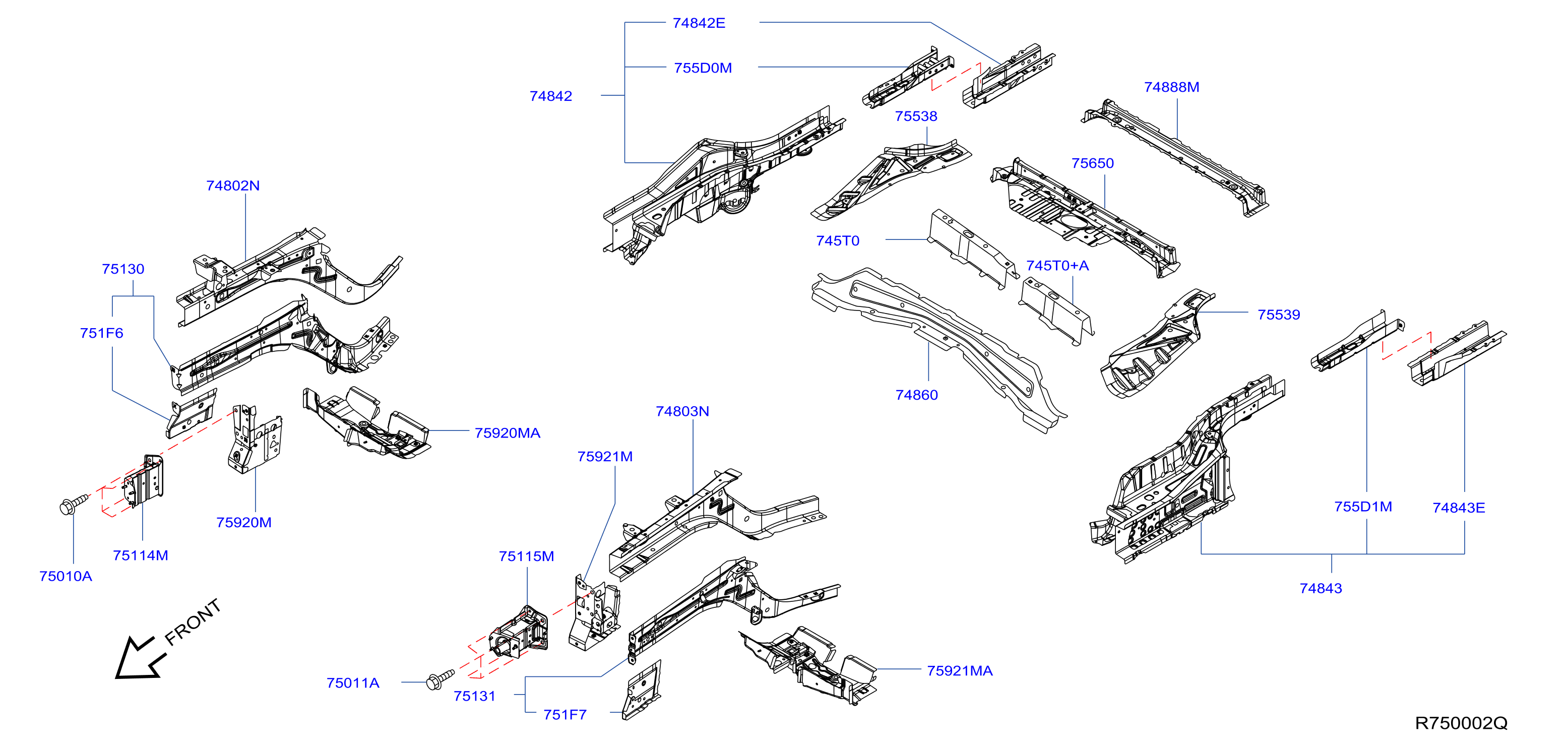 Diagram MEMBER & FITTING for your Nissan Sentra  