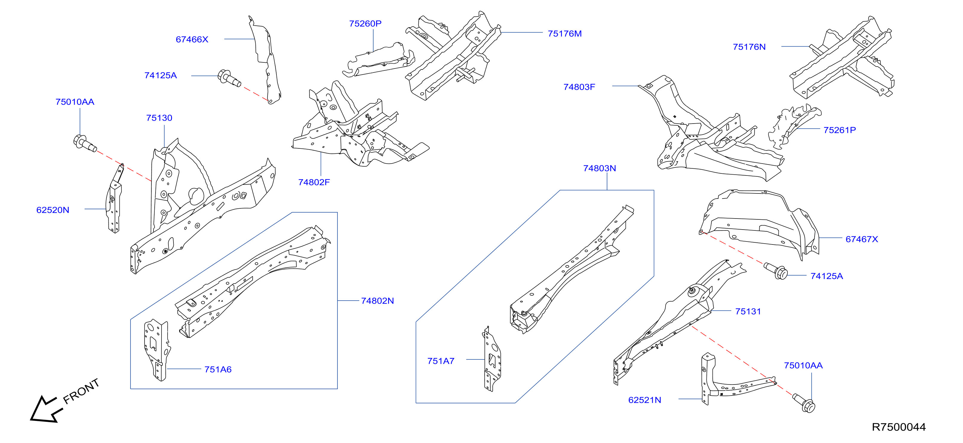 Diagram MEMBER & FITTING for your 2025 Nissan Pathfinder   