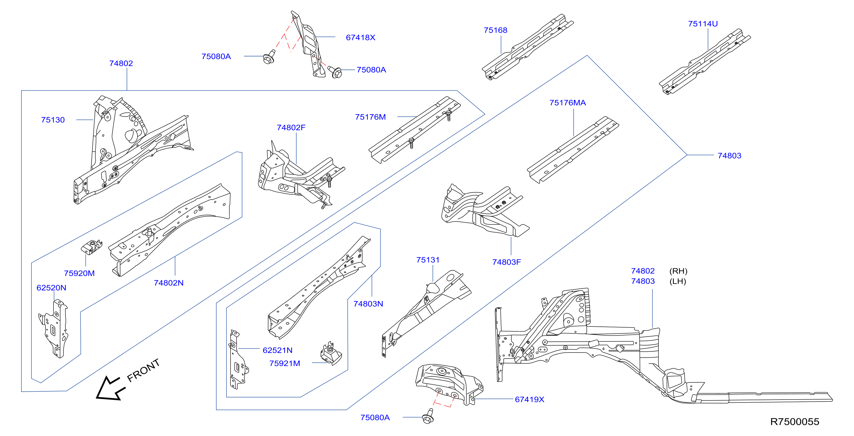 Diagram MEMBER & FITTING for your Nissan