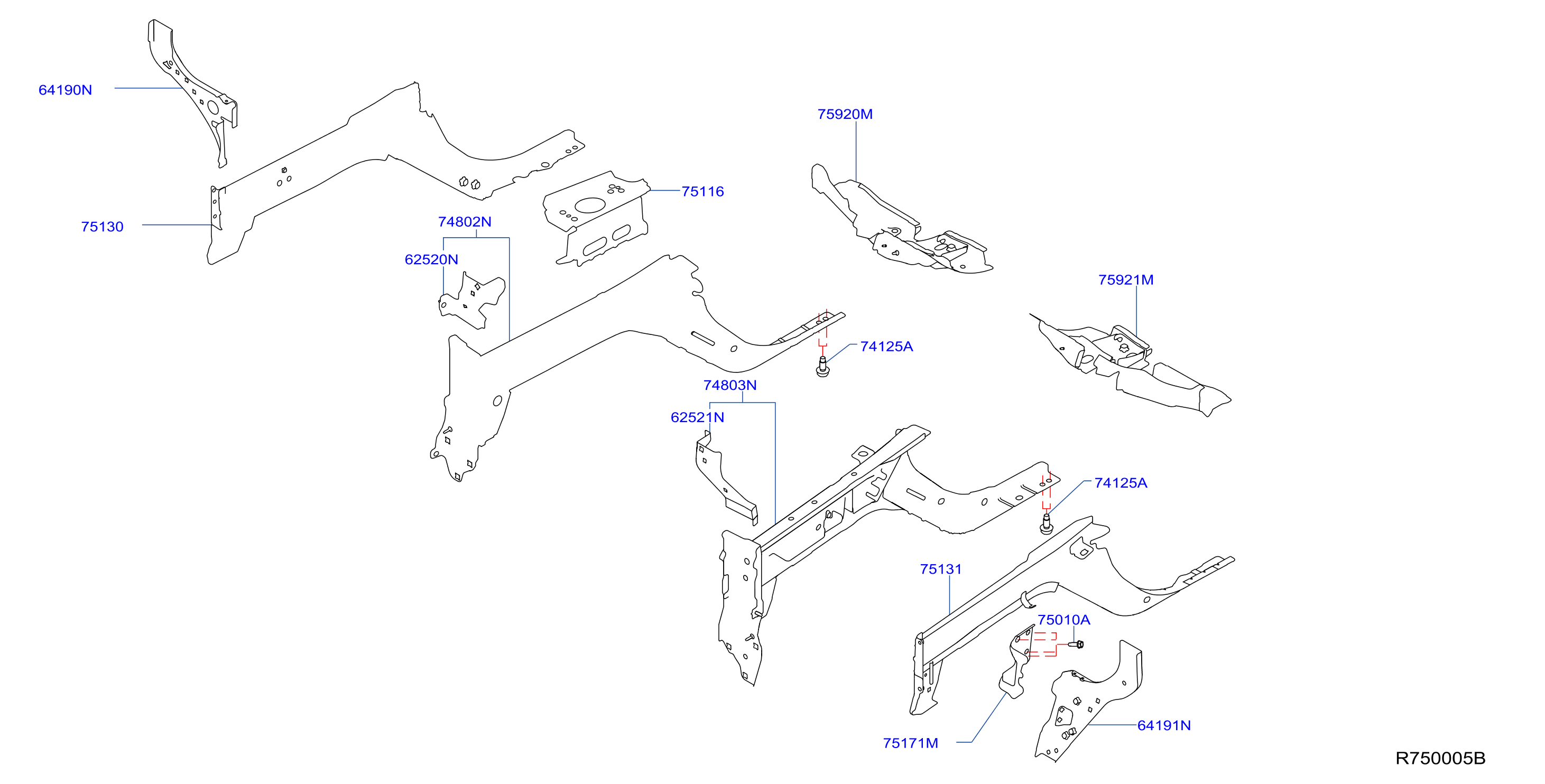 Diagram MEMBER & FITTING for your Nissan Rogue  