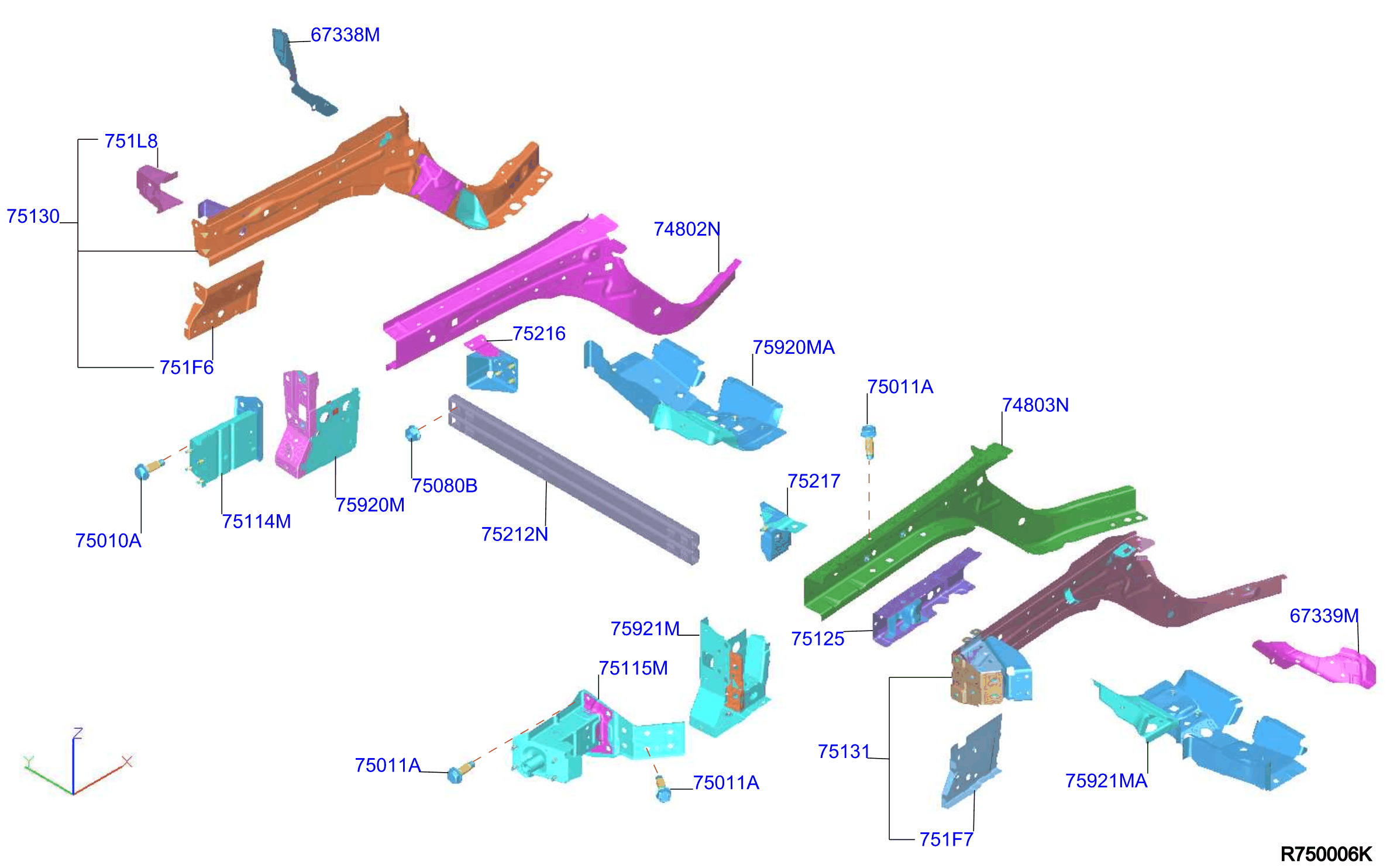 Diagram MEMBER & FITTING for your Nissan Sentra  