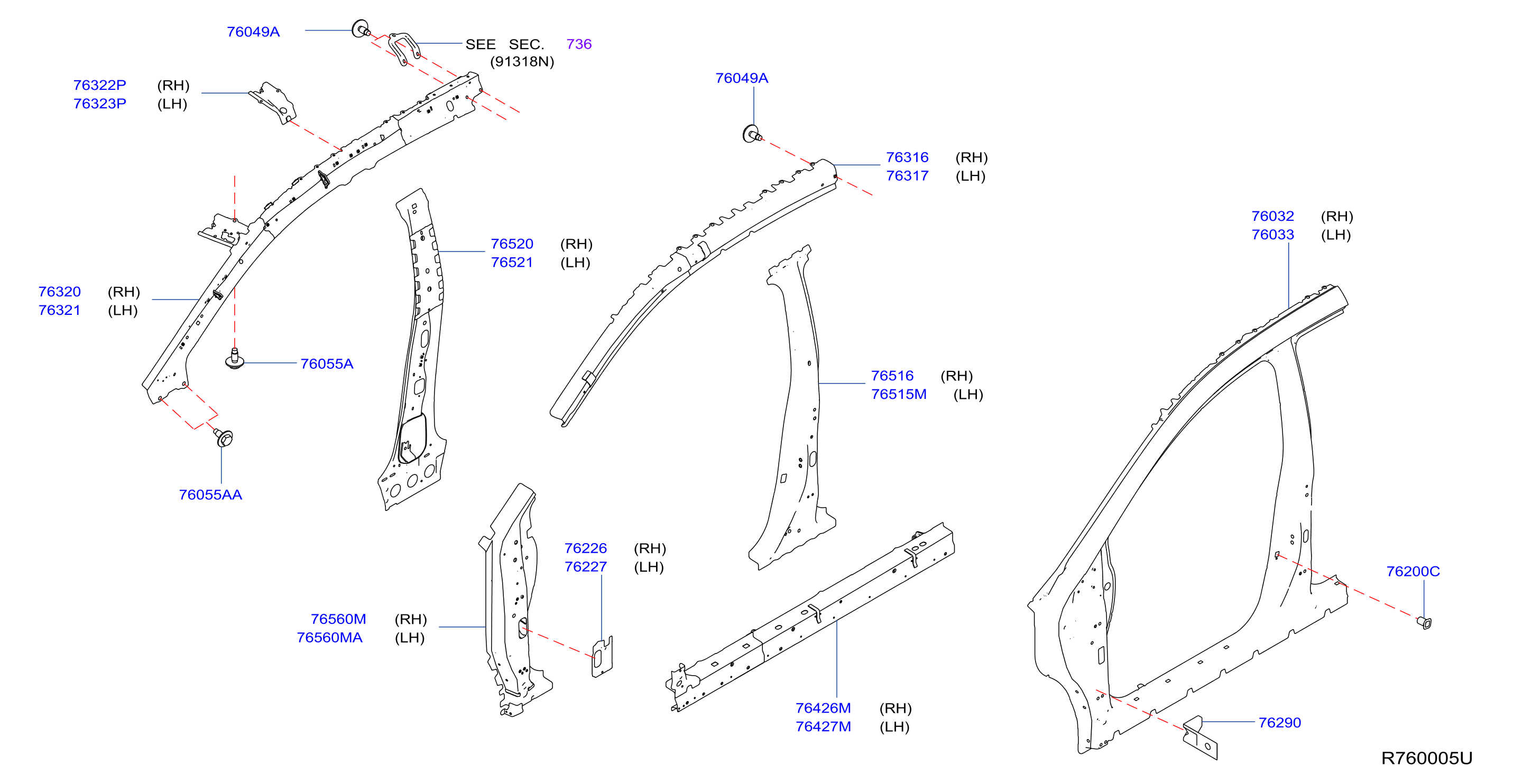 Diagram BODY SIDE PANEL for your Nissan Murano  