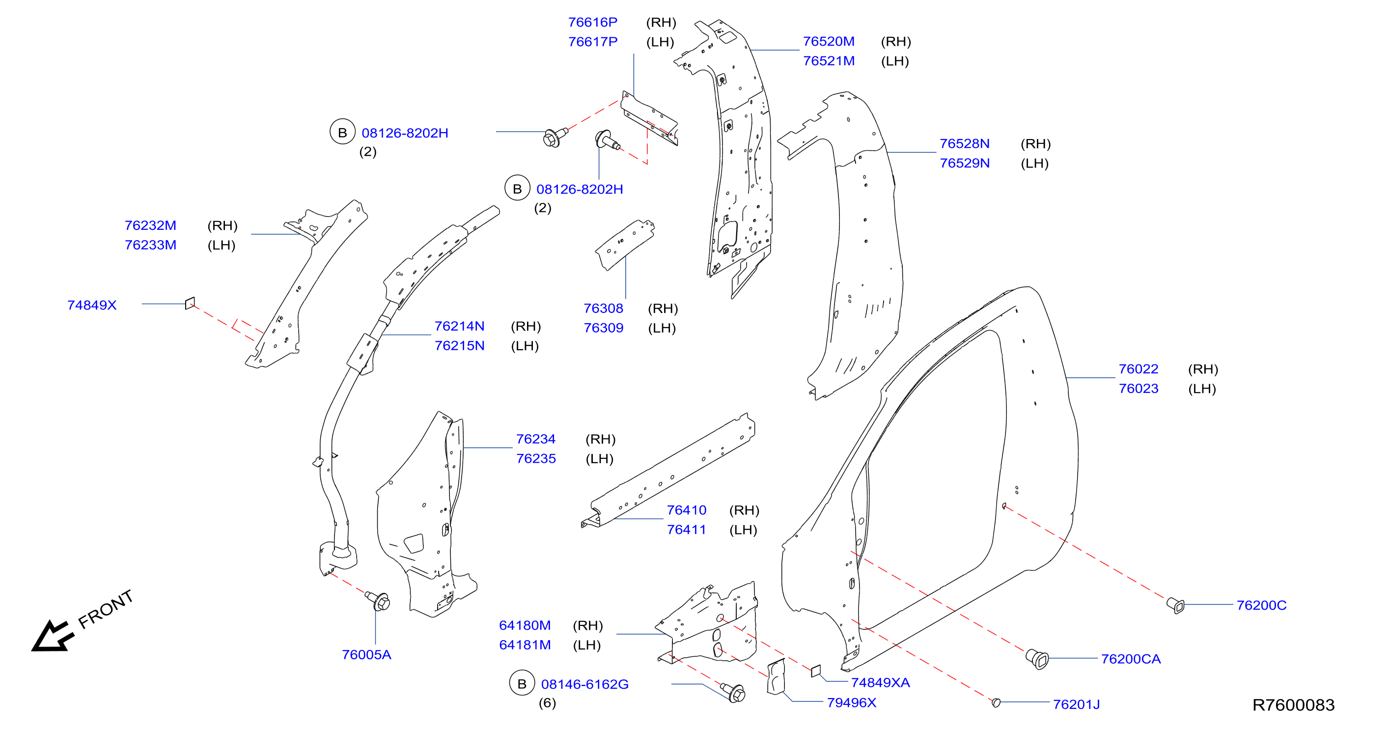Nissan Kicks Body Side Outer. (Left). SC, Trim, Interior 76023EZ00A Genuine Nissan Part