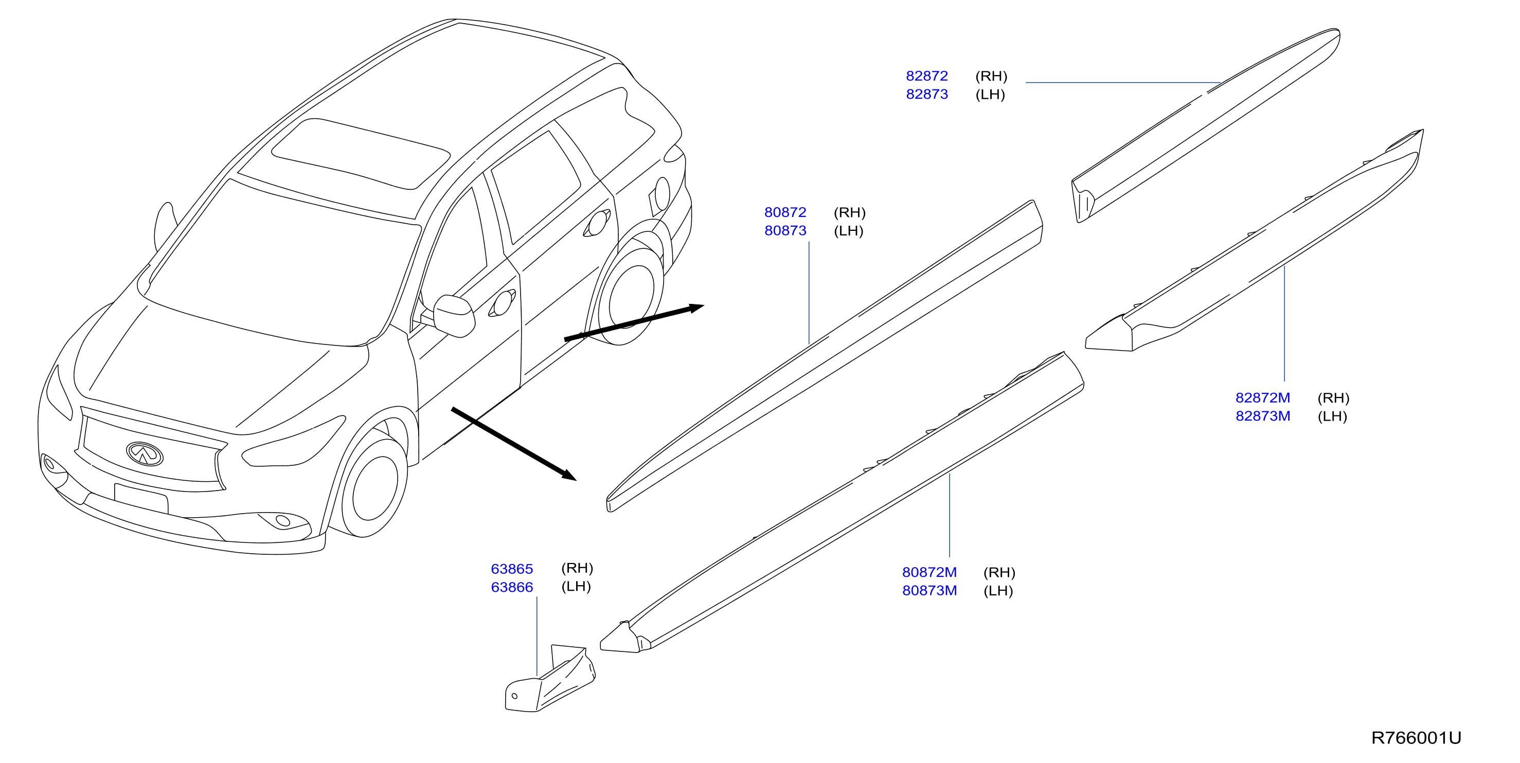 Diagram BODY SIDE MOULDING for your 2014 INFINITI JX35   
